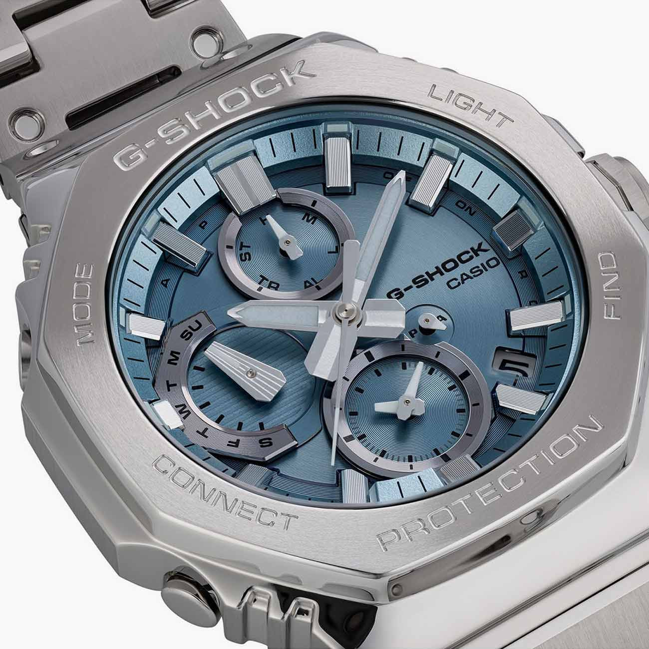 G-Shock Full Metal Solar Powered Sky Blue Dial Watch with Stainless Steel Bracelet