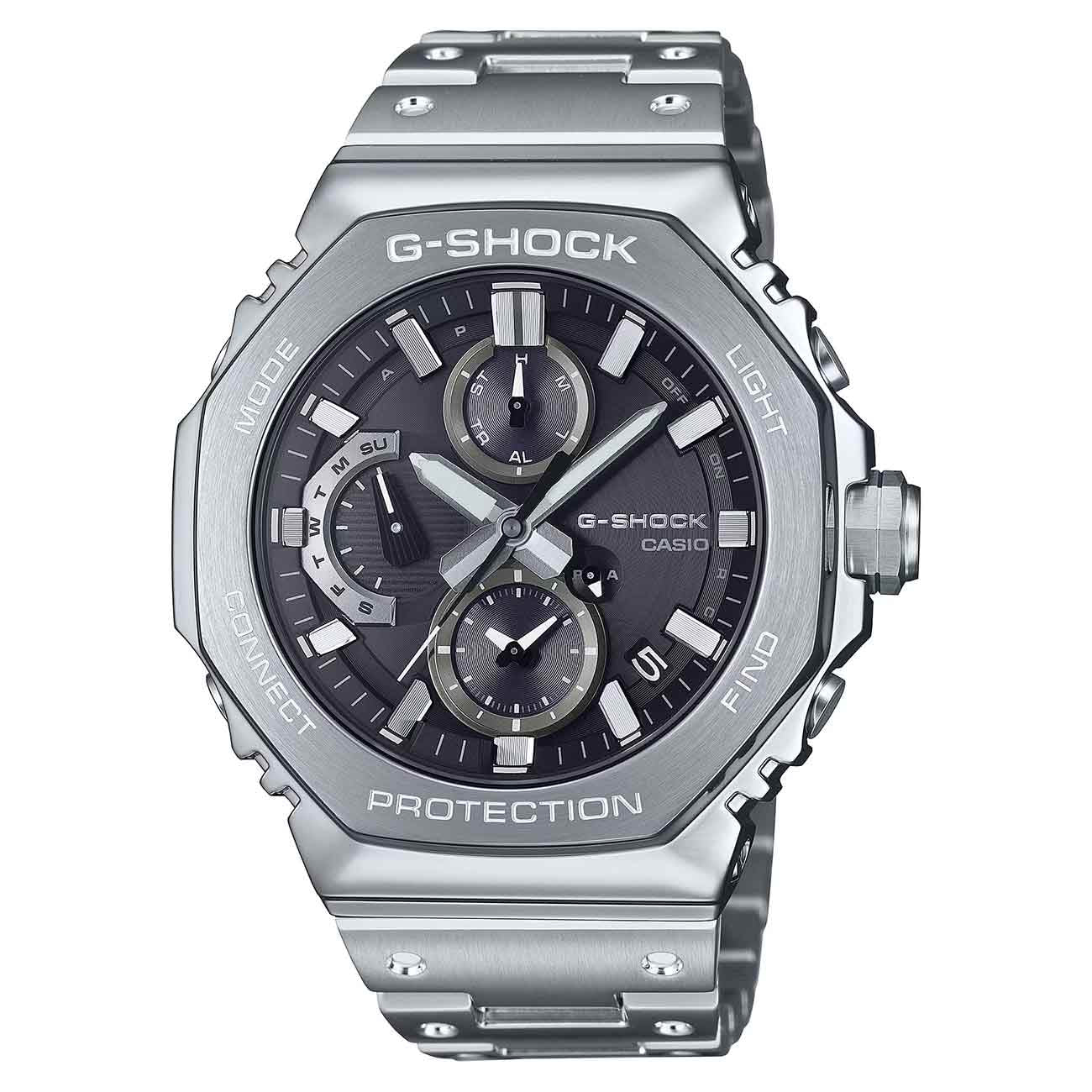 G-Shock Full Metal Solar Powered Black Dial Watch with Stainless Steel Strap