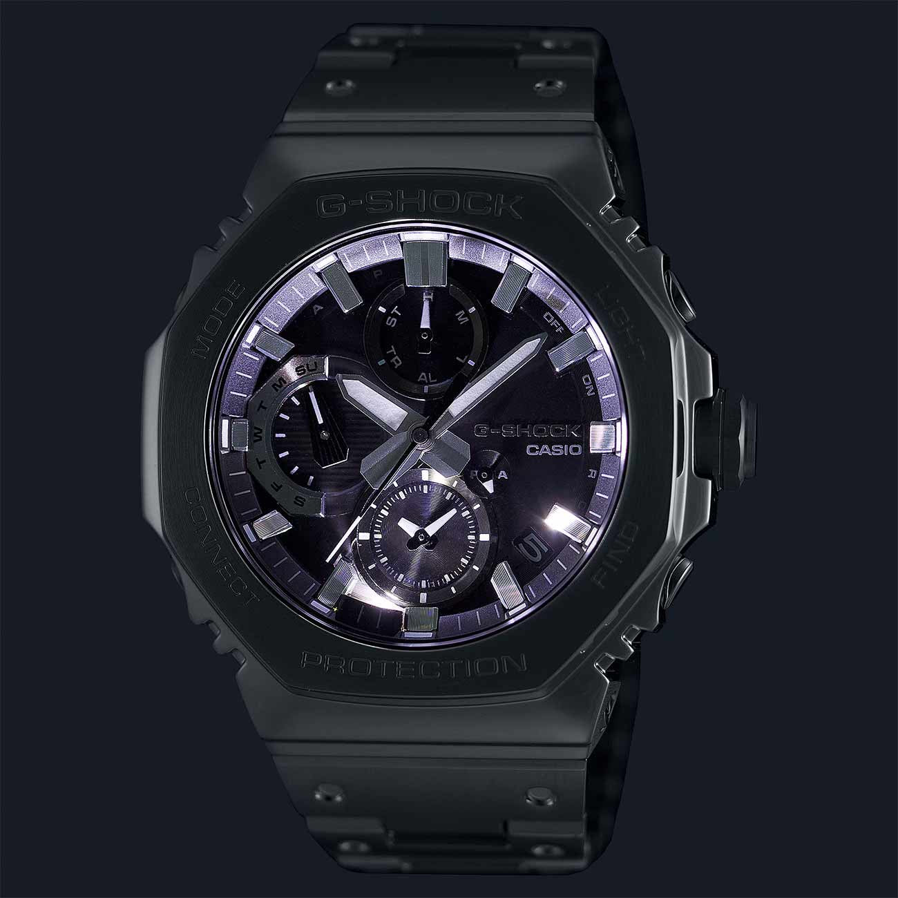 G-Shock Full Metal Solar Powered Black Dial Watch with Stainless Steel Strap