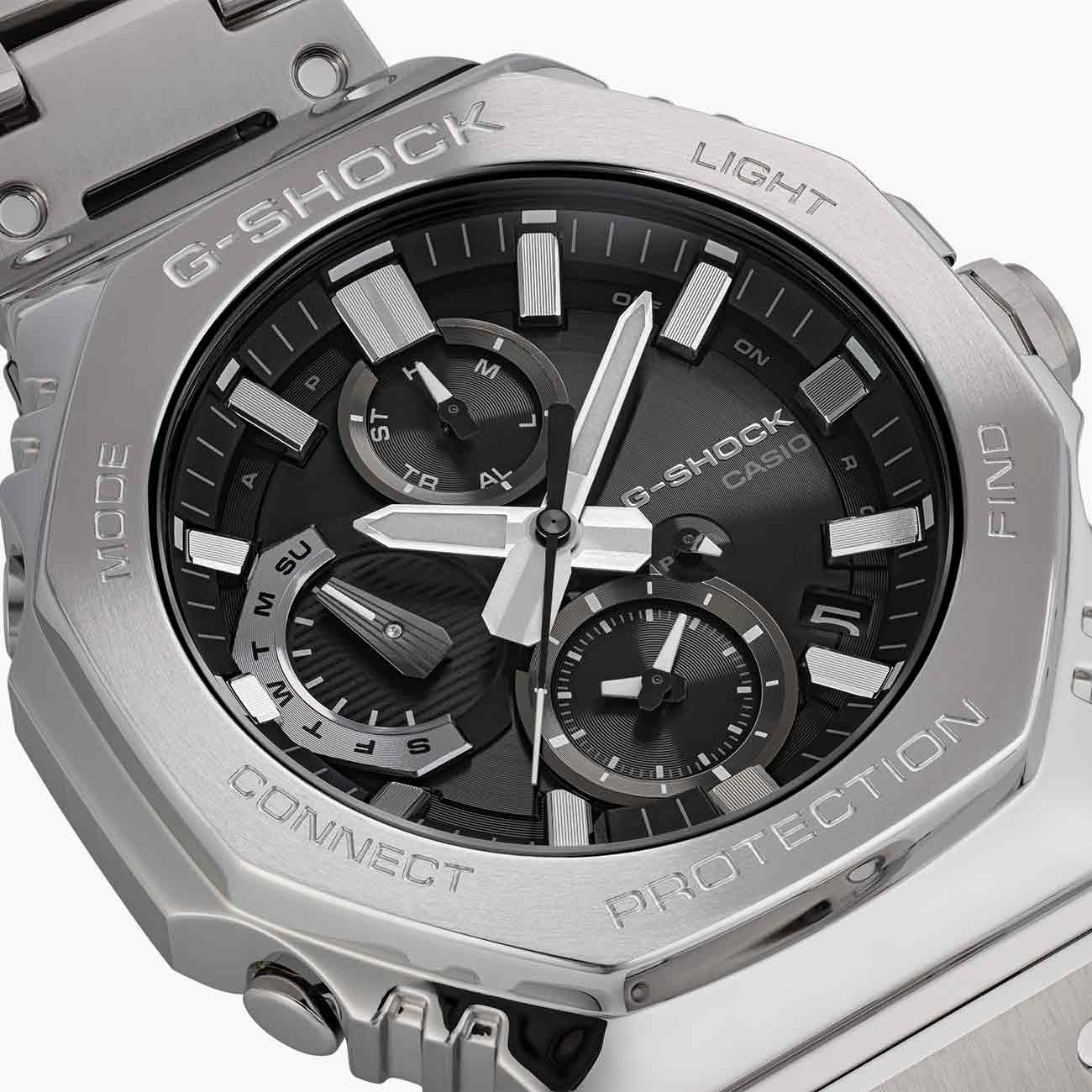 G-Shock Full Metal Solar Powered Black Dial Watch with Stainless Steel Strap