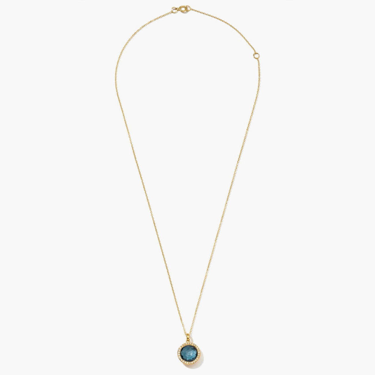 Ippolita Lollipop Small Blue Topaz Pendant Necklace with Diamonds in Yellow Gold