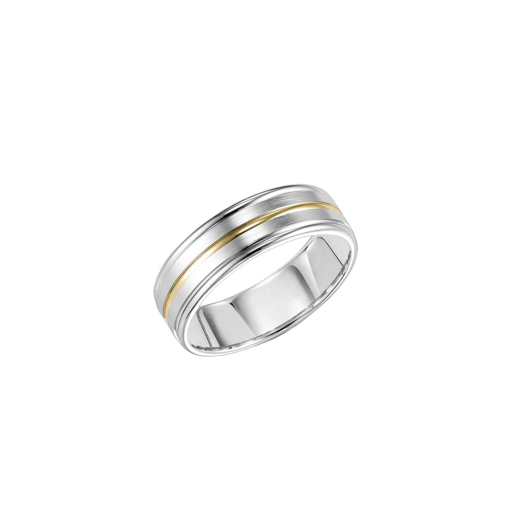 Two-Toned Gold Lined Men's Wedding Band