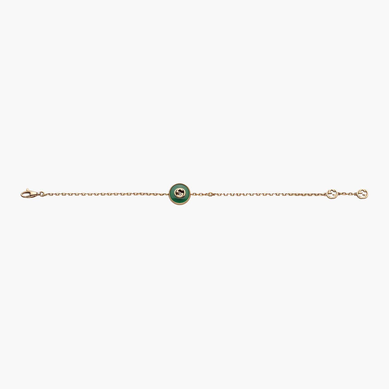 Gucci Interlocking G Chain Bracelet in Green Agate
