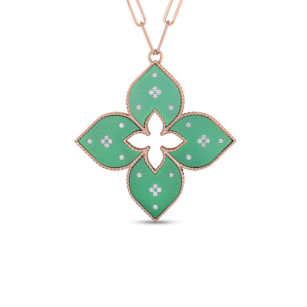 Roberto Coin Venetian Princess Collection Green Titanium and Gold Pendant with Diamonds