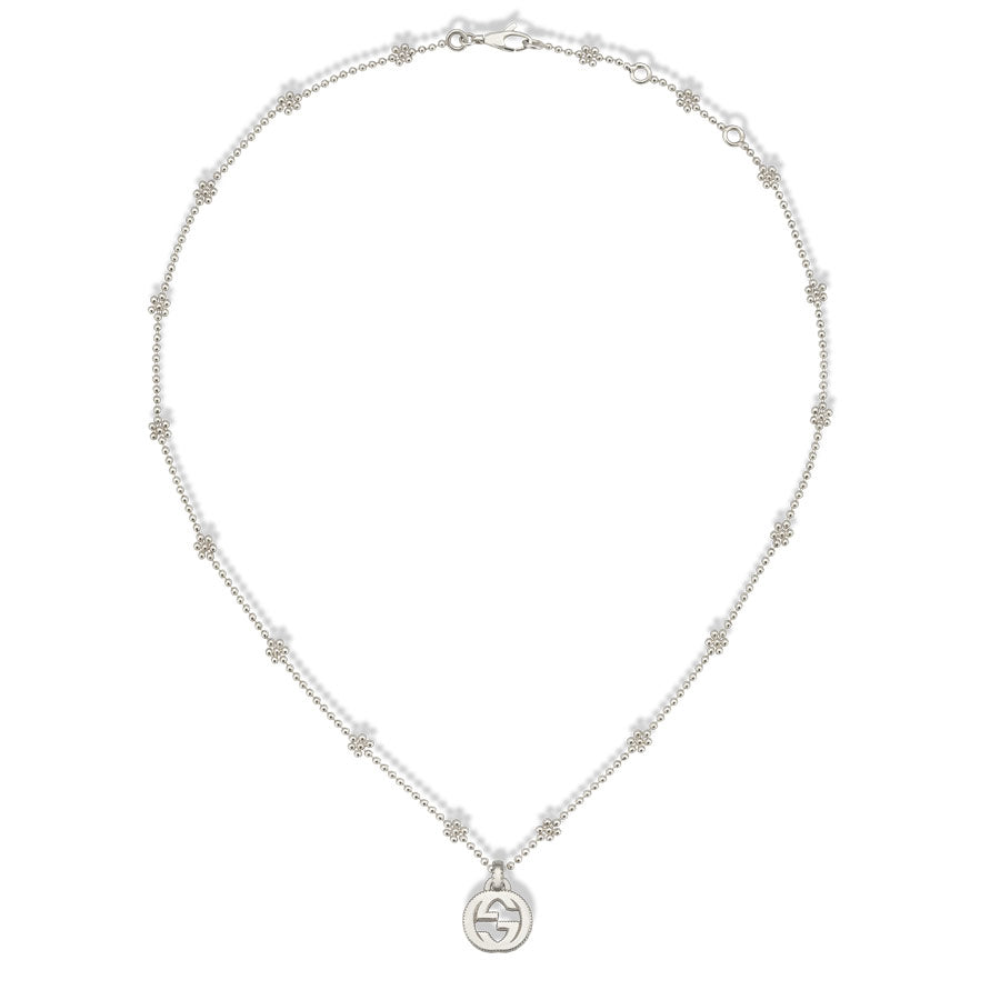 Gucci Interlocking Silver Station Flower Chain Necklace
