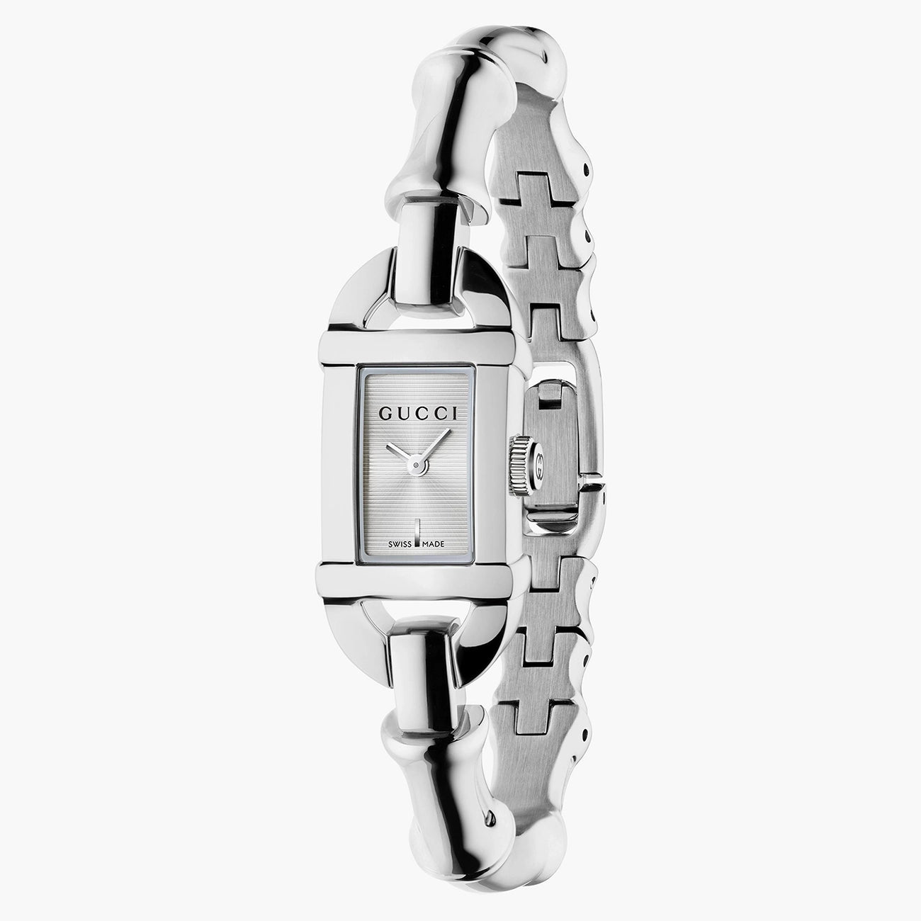Gucci Bamboo small 22x17mm watch with white index dial, front view