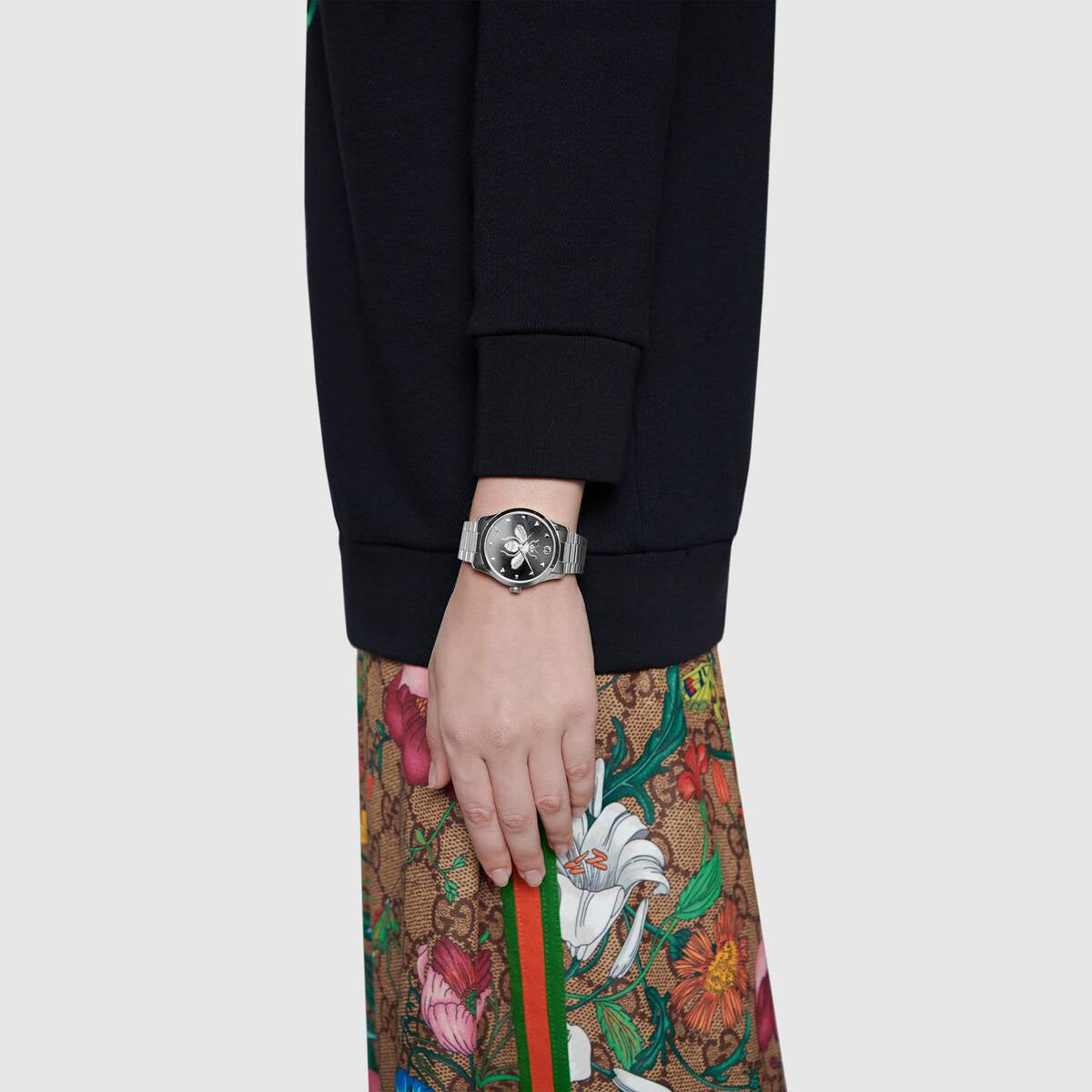 Gucci G-Timeless Iconic Black and Steel Bee Watch – 38mm