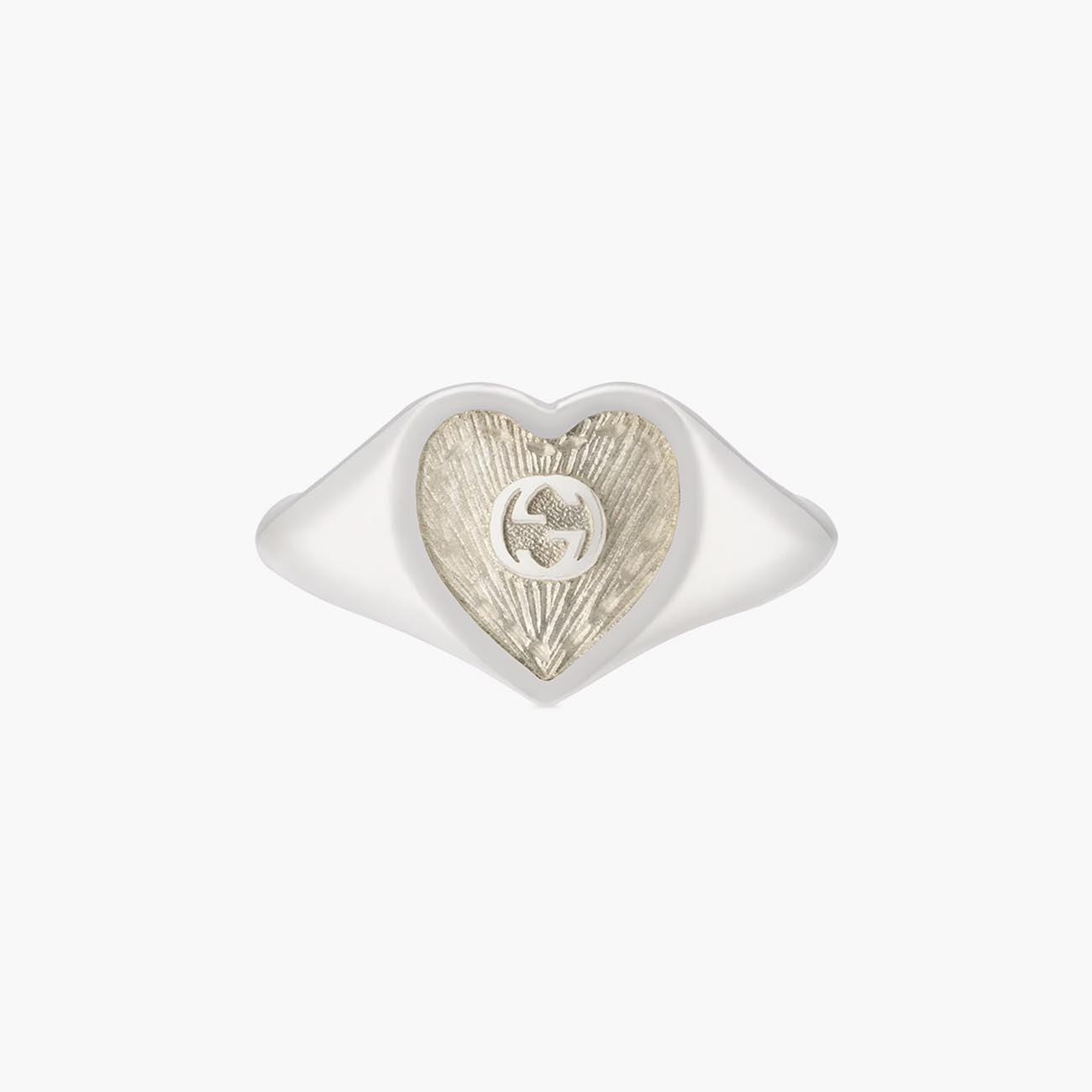 Gucci Heart Mother-of-Pearl Enamel Signet Ring