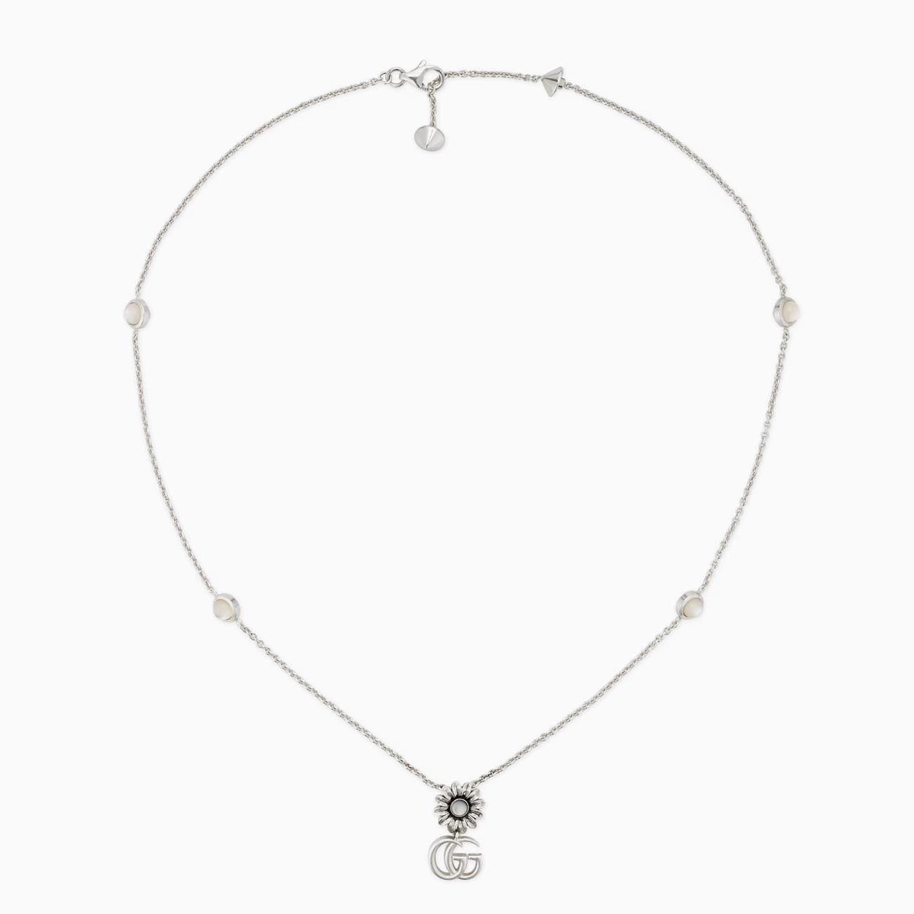 Gucci GG Marmont Flower Mother-of-Pearl Necklace