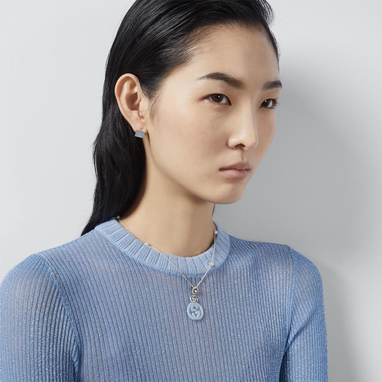 Gucci GG Marmont Flower Mother-of-Pearl Necklace