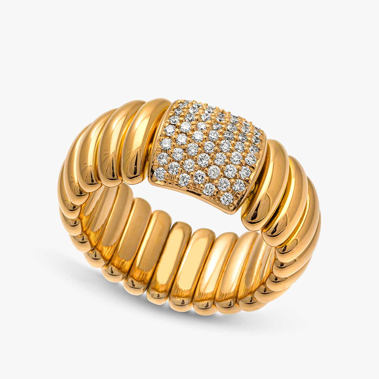 Hulchi Belluni Tresore Gold Wide Stretch Ring