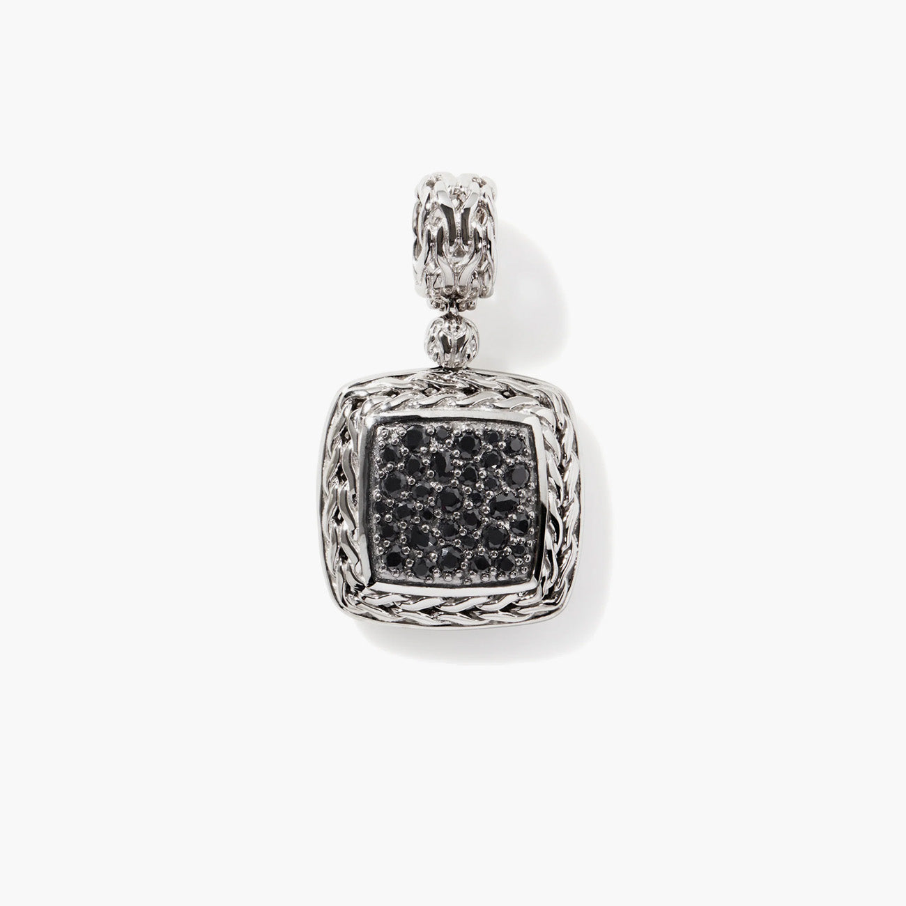 John Hardy Essentials Silver Medium Square Black Sapphire Pendant