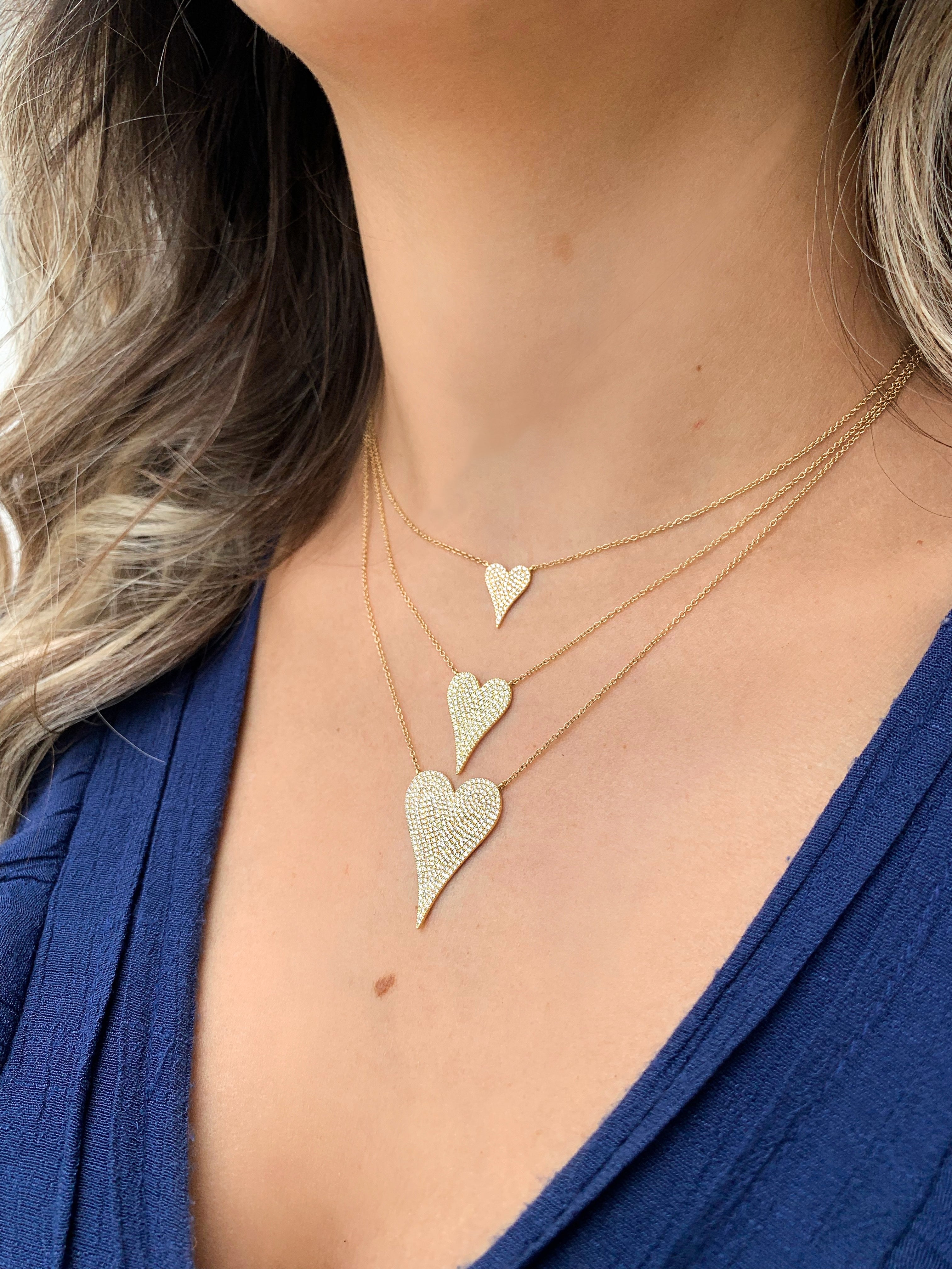 Medium Diamond Pave Heart Pendant Necklace