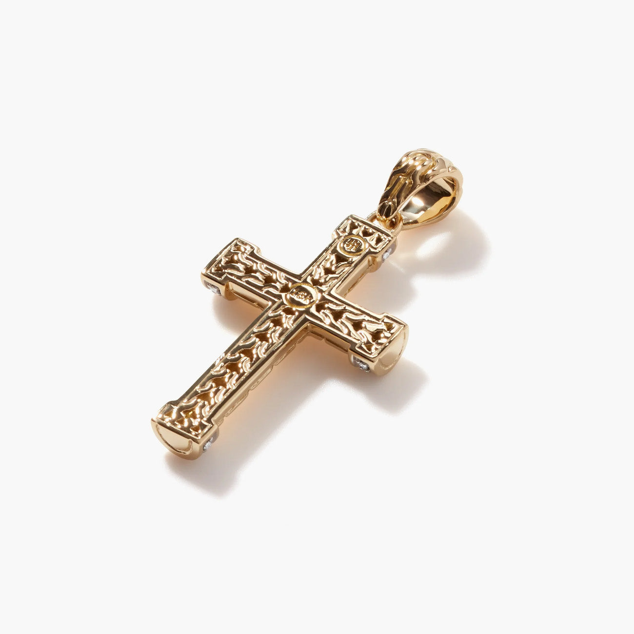 John Hardy Classic Chain 18k Gold Diamond Pave Cross Pendant