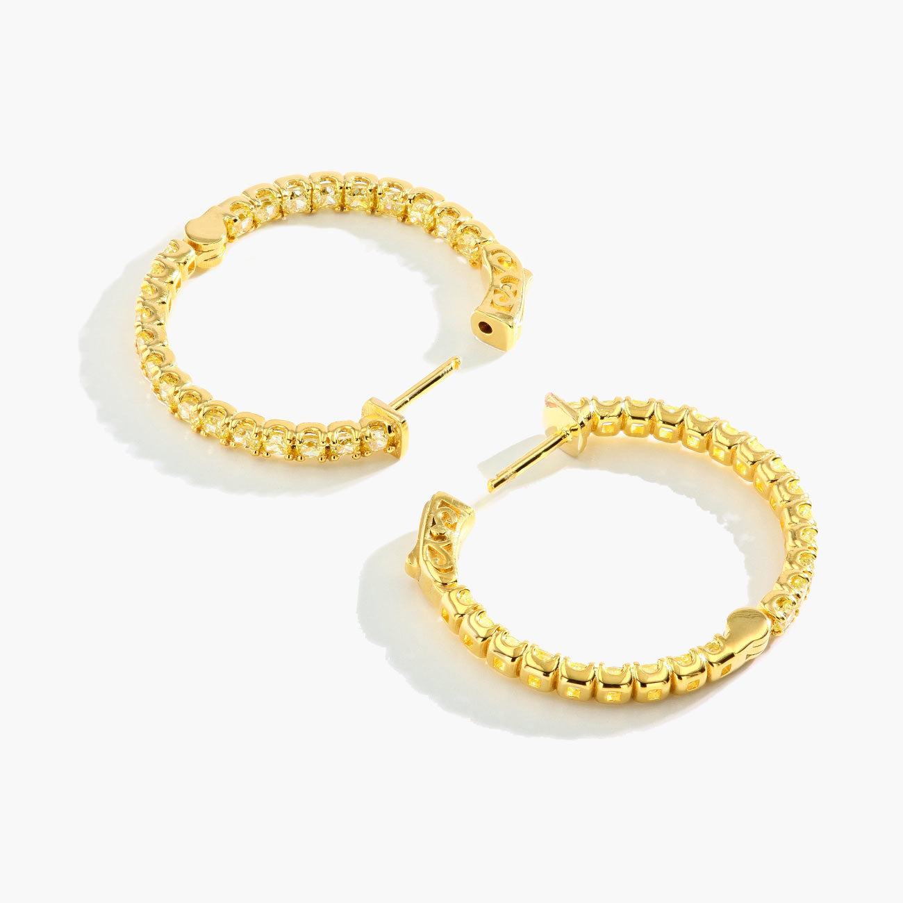 Yellow Diamond In and Out Hoop Earrings