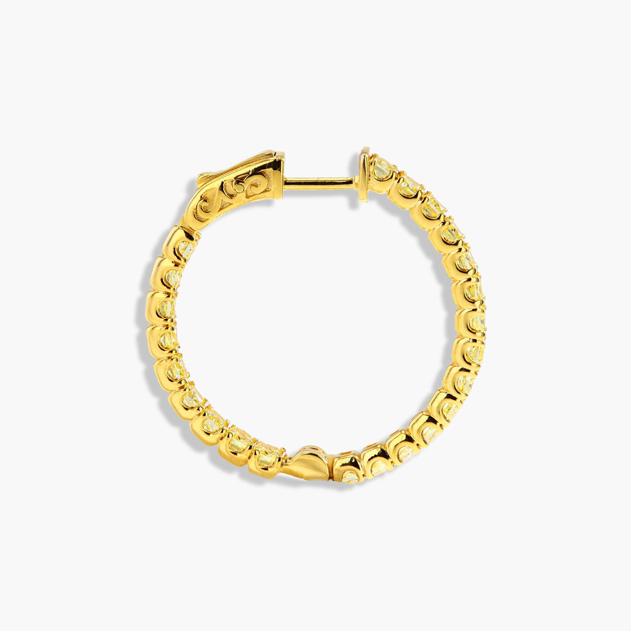 Yellow Diamond In and Out Hoop Earrings