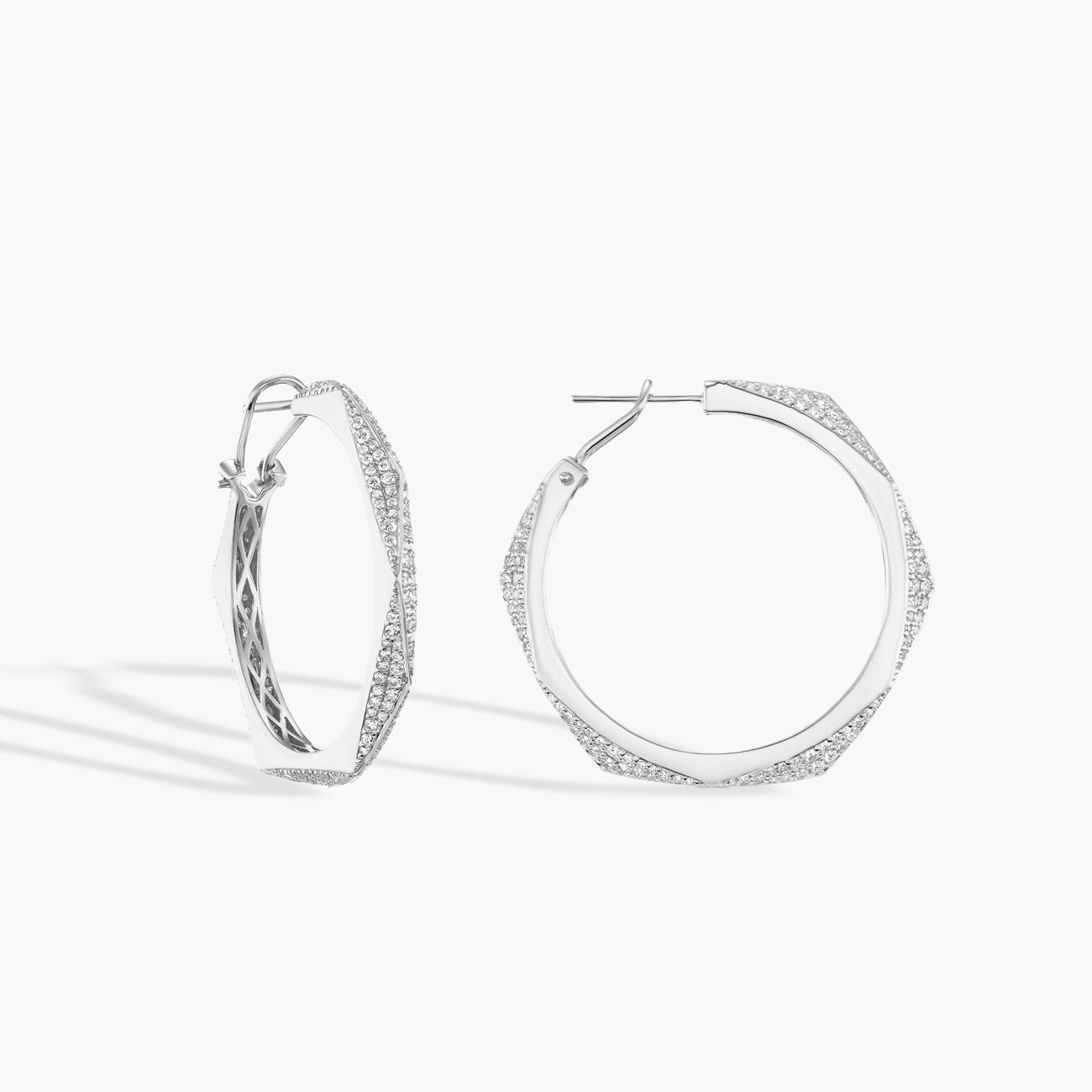 Diamond Pavé Hexagon Hoops