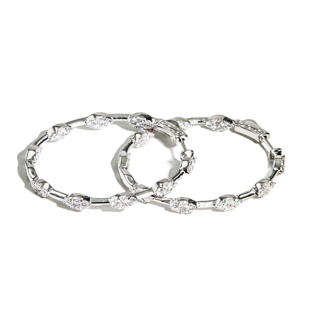 2 Carat Illusion Diamond In and Out Hoop Earrings in 14k White Gold