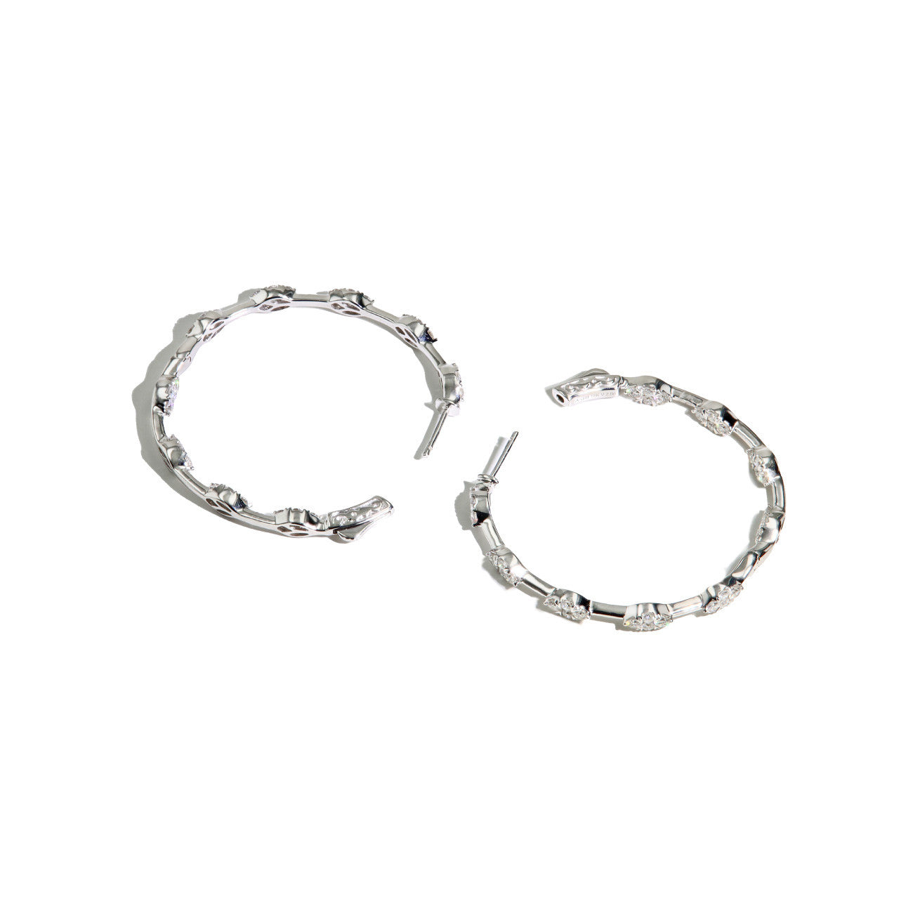 2 Carat Illusion Diamond In and Out Hoop Earrings in 14k White Gold