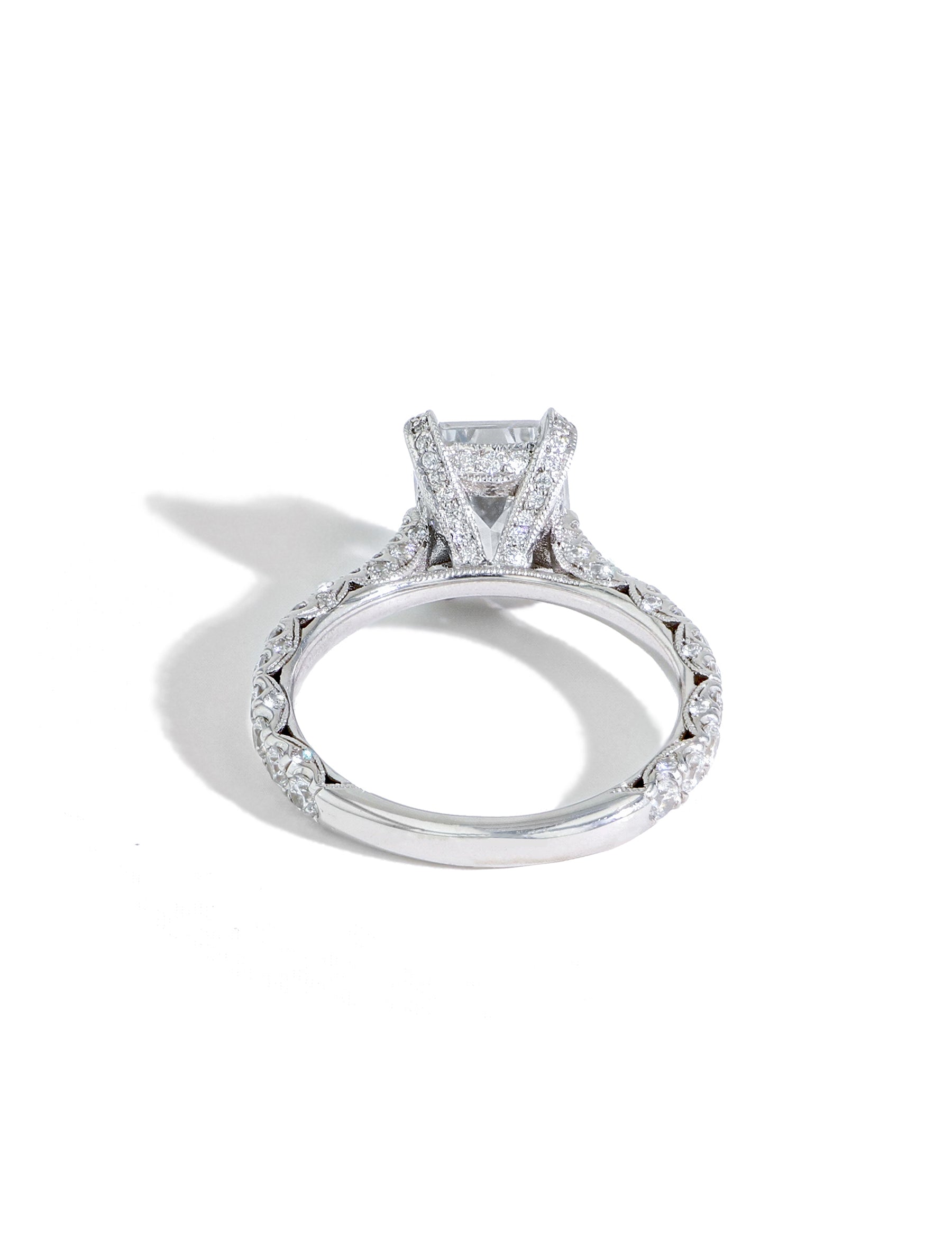 Tacori Royal T Emerald Cut Pave Hidden Halo Engagement Ring Setting