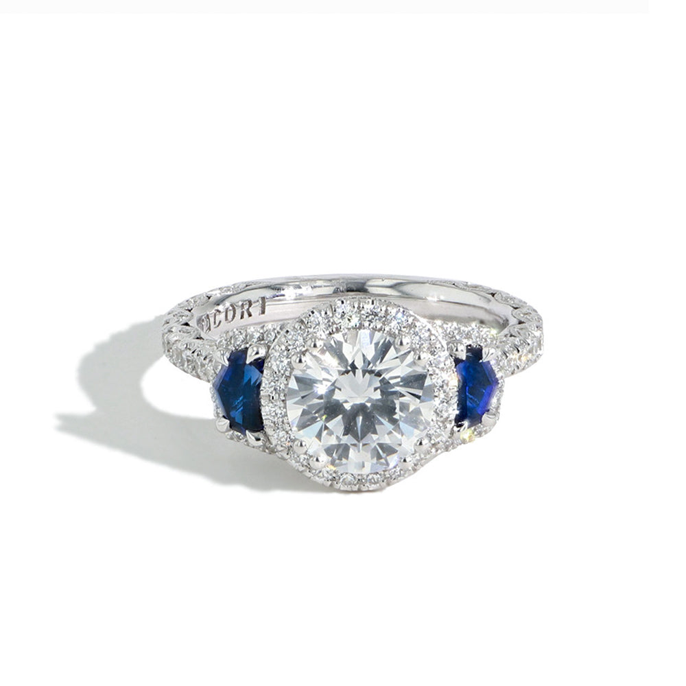 Tacori RoyalT Oval Triple Bloom with Sapphire Side Stones