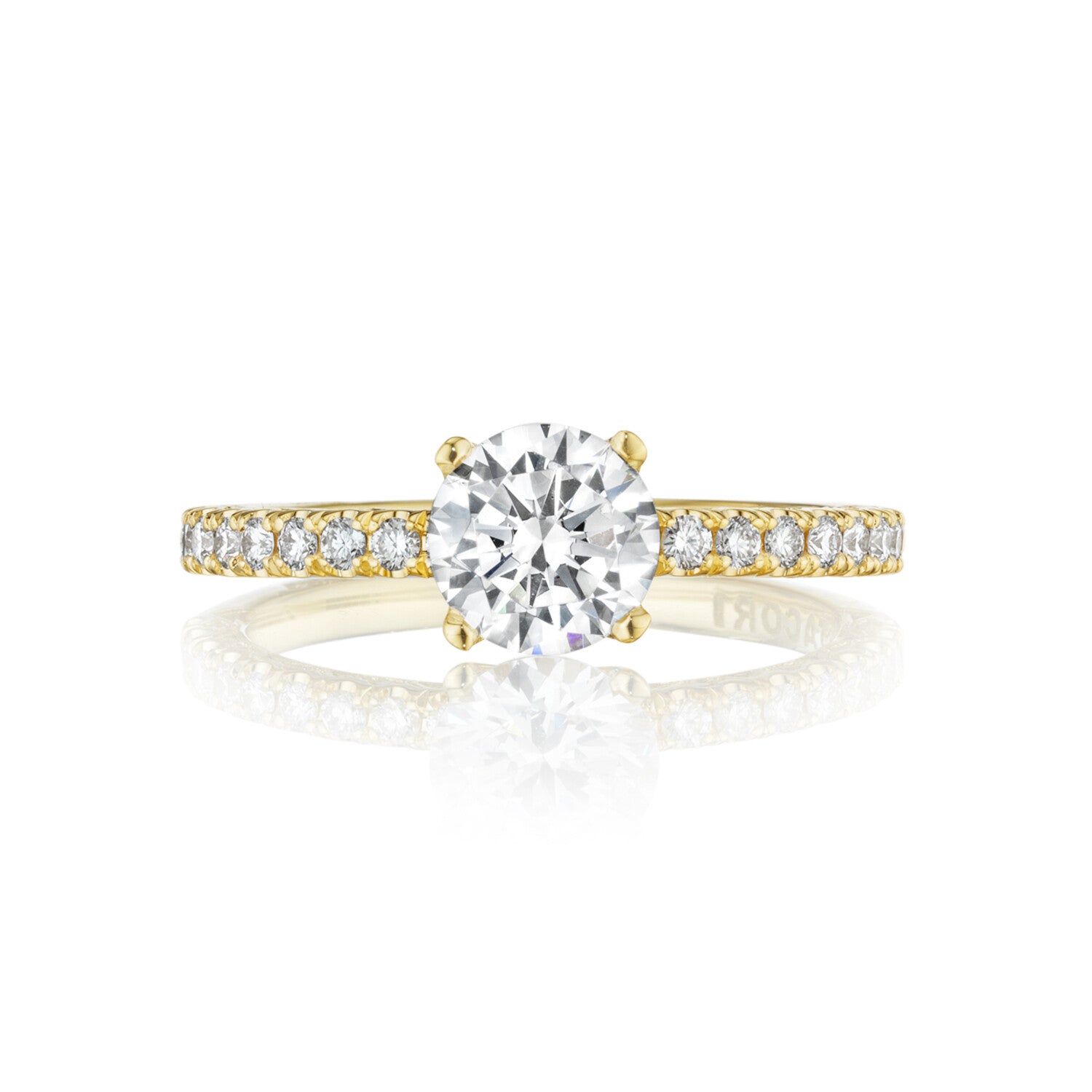 Tacori Petite Crescent Round Diamond Engagement Ring 18K Yellow Gold Setting