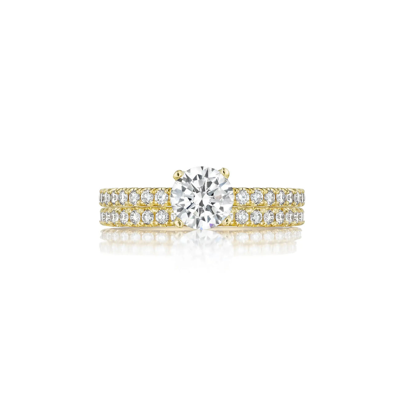 Tacori Petite Crescent Round Diamond Engagement Ring 18K Yellow Gold Setting