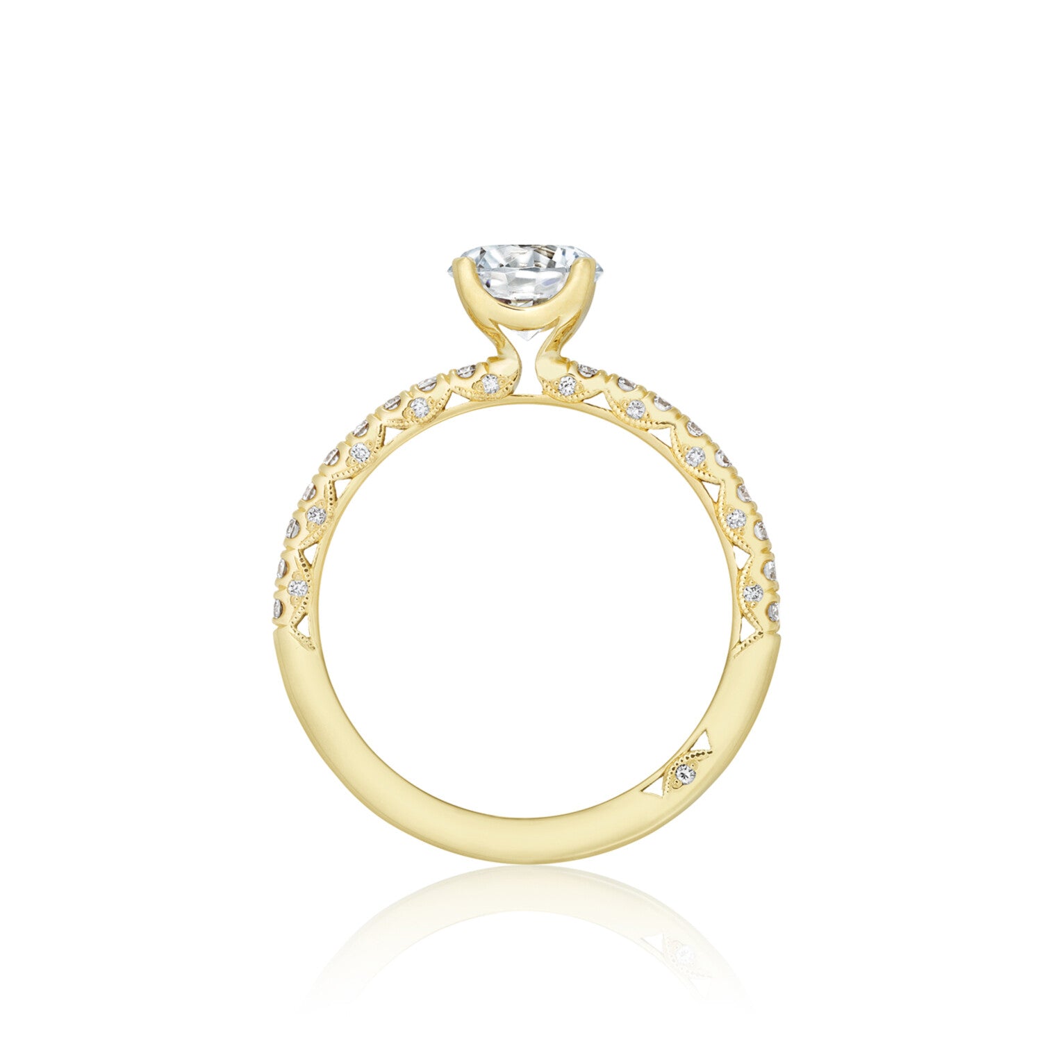 Tacori Petite Crescent Round Diamond Engagement Ring 18K Yellow Gold Setting