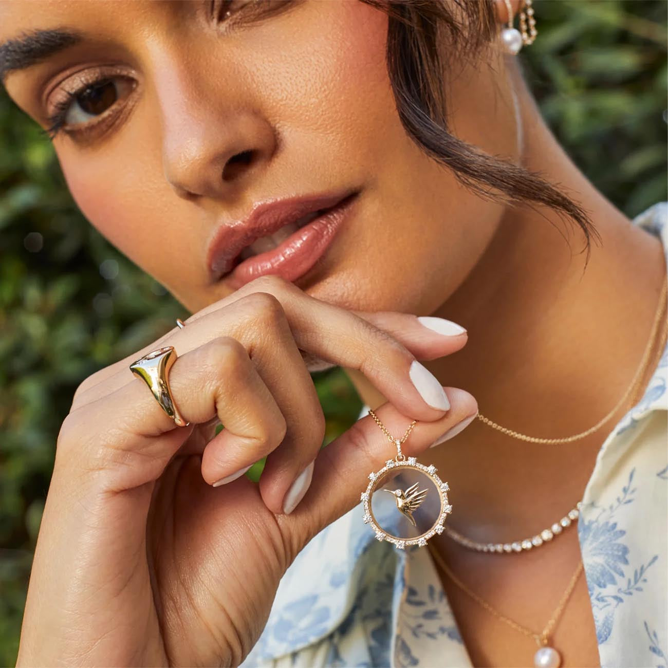 EF Collection Floating Hummingbird Pendant and Necklace