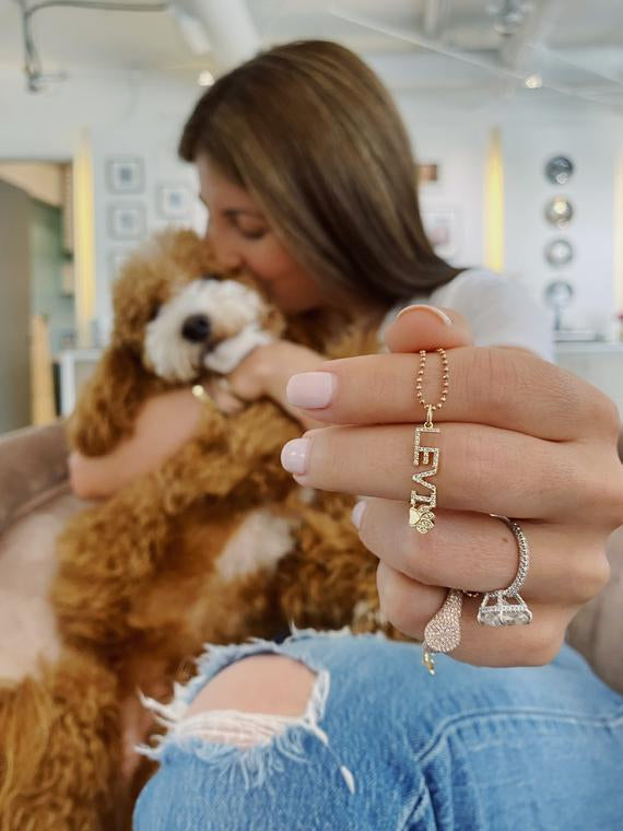 EF Collection Diamond Pet Name Charm Necklace