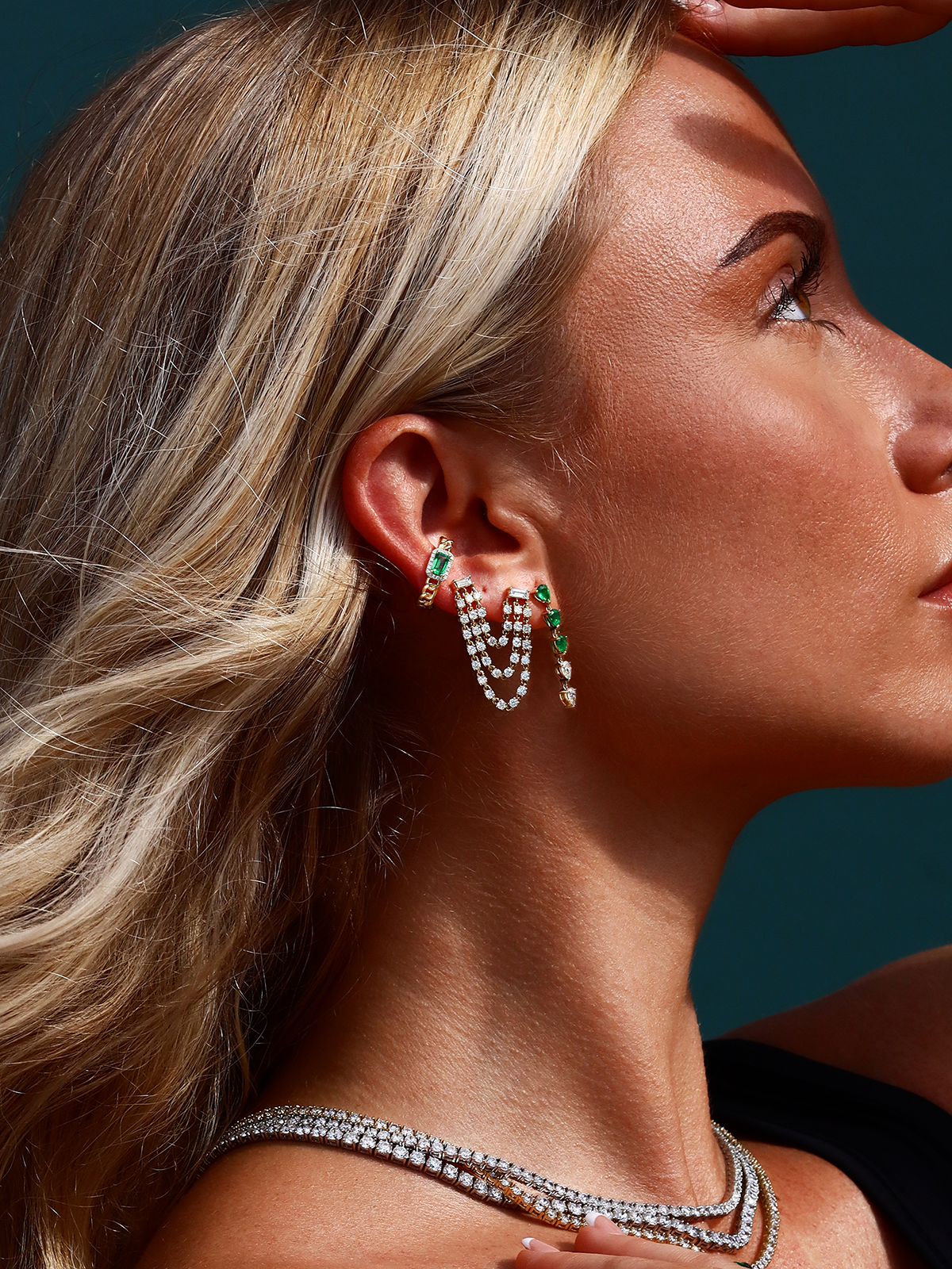 Diamond Chain Double Earring