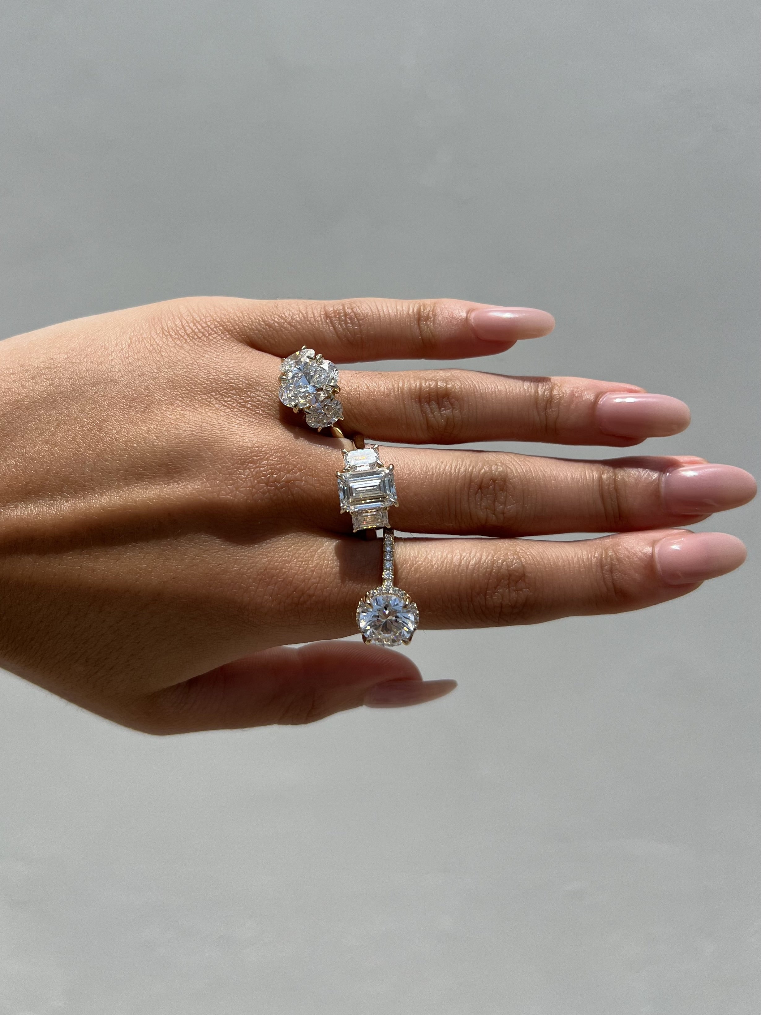 5.04 Carat Three Stone Emerald Cut Lab Grown Diamond Engagement Ring