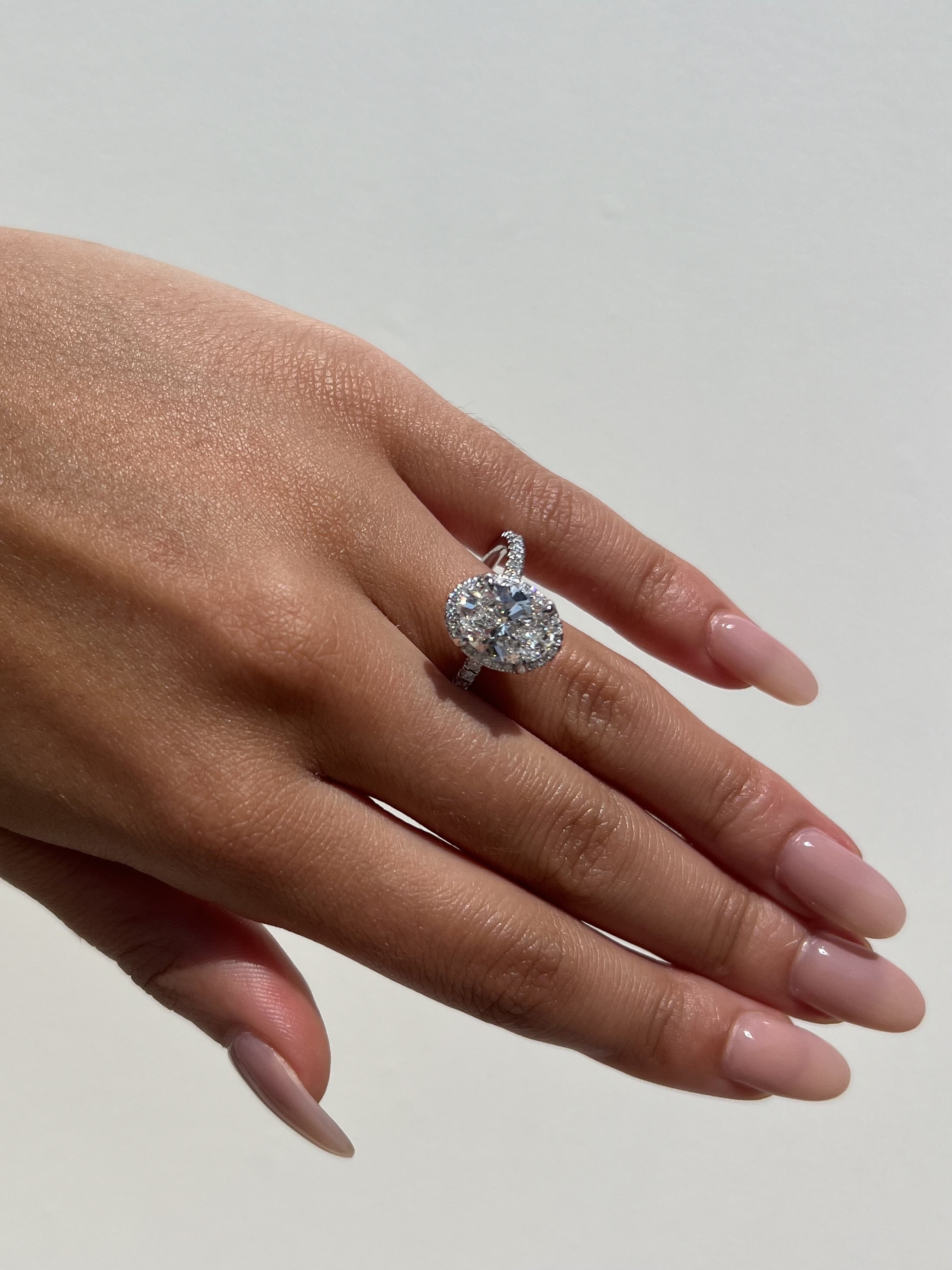 3 Carat Oval Lab Grown Diamond Halo Engagement Ring