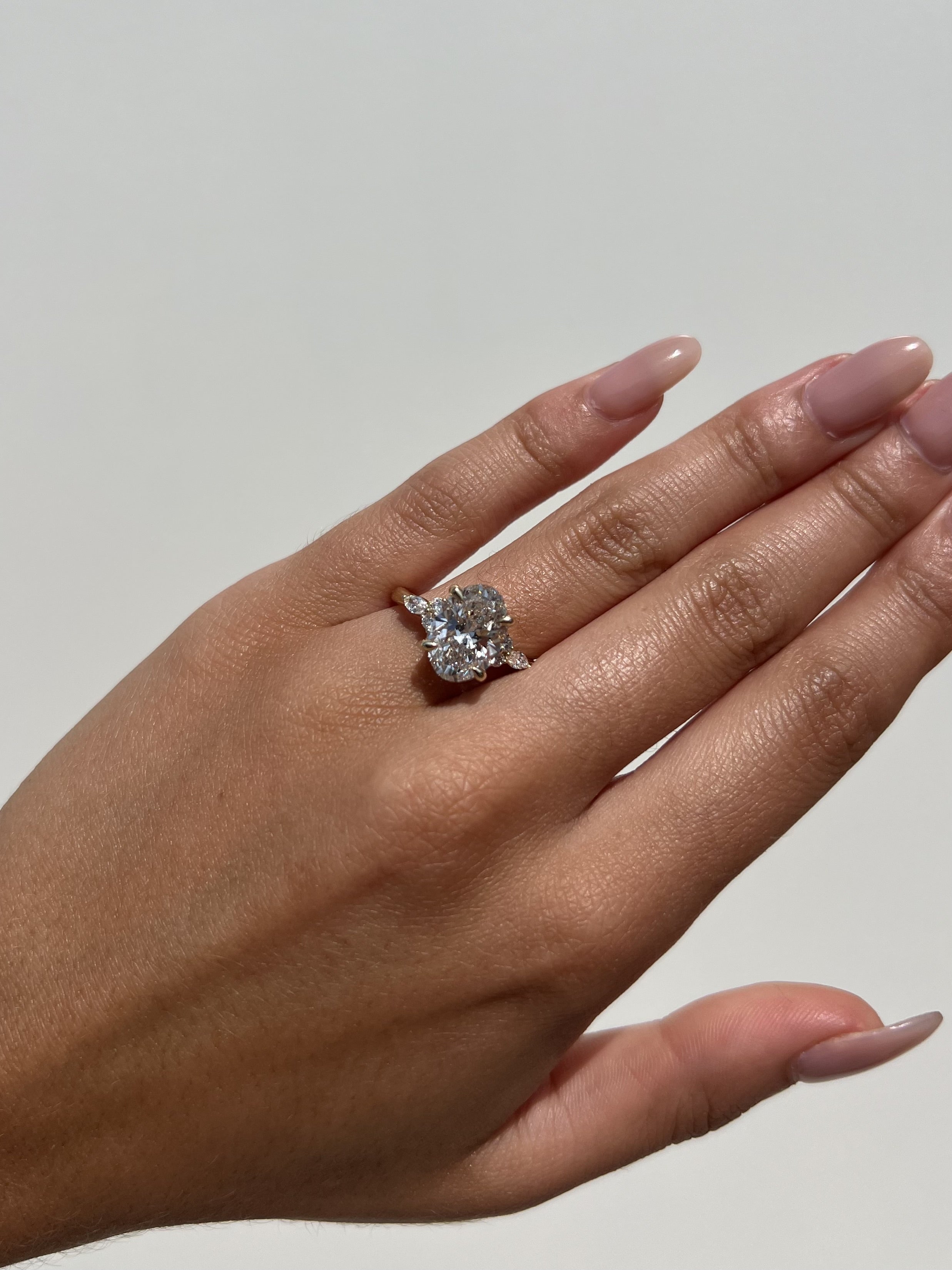 3.13 Carat Oval Lab Grown Diamond Engagement Ring