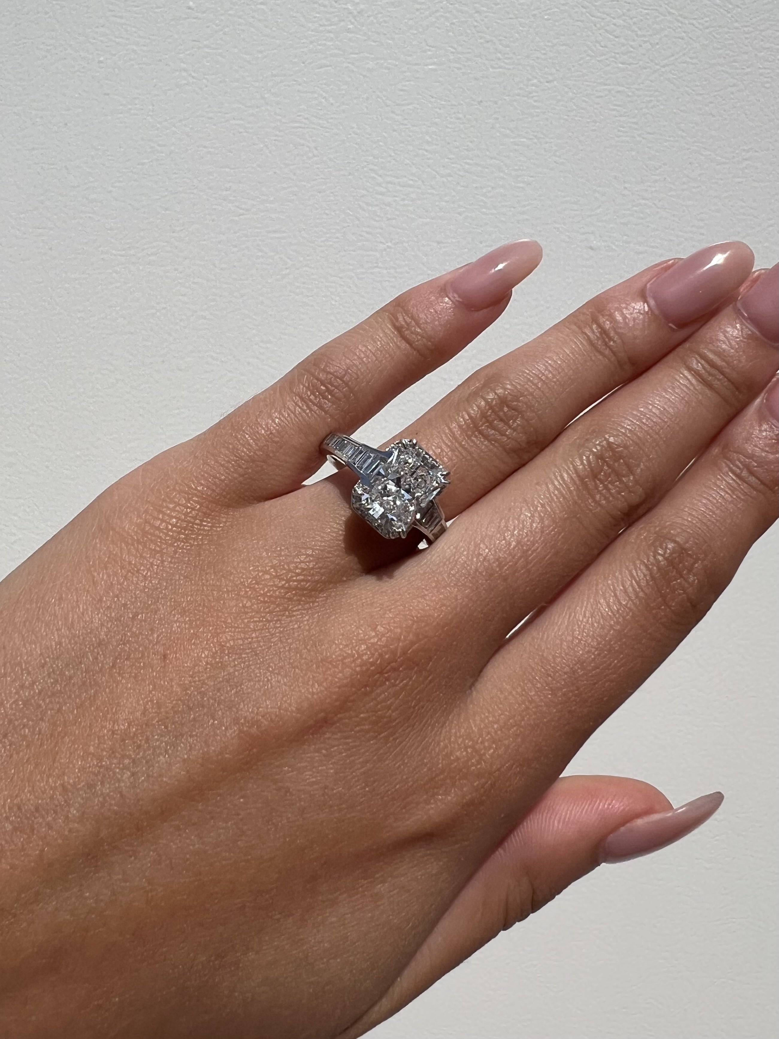 3.08 Carat Radiant Cut Lab Grown Diamond Engagement Ring