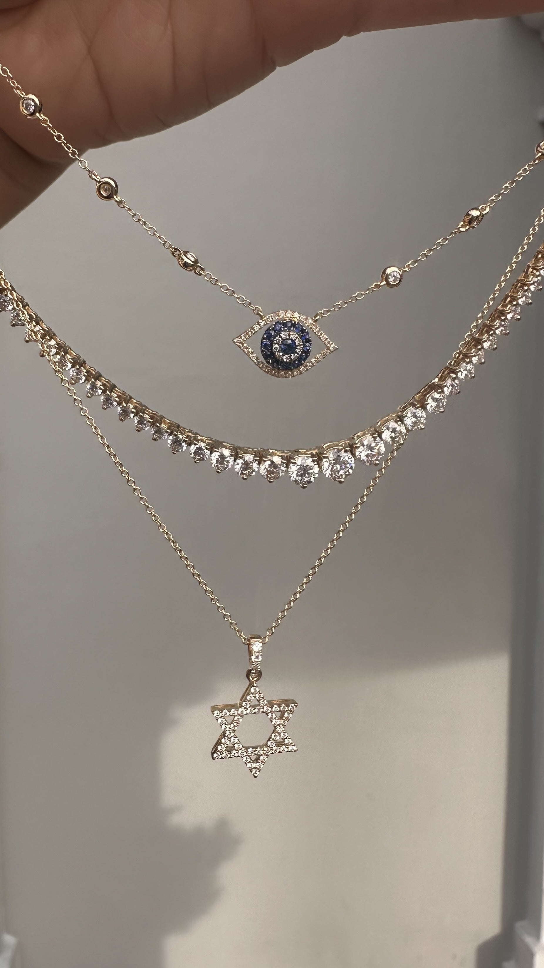 Private Label Evil Eye Sapphire and Diamond Necklace