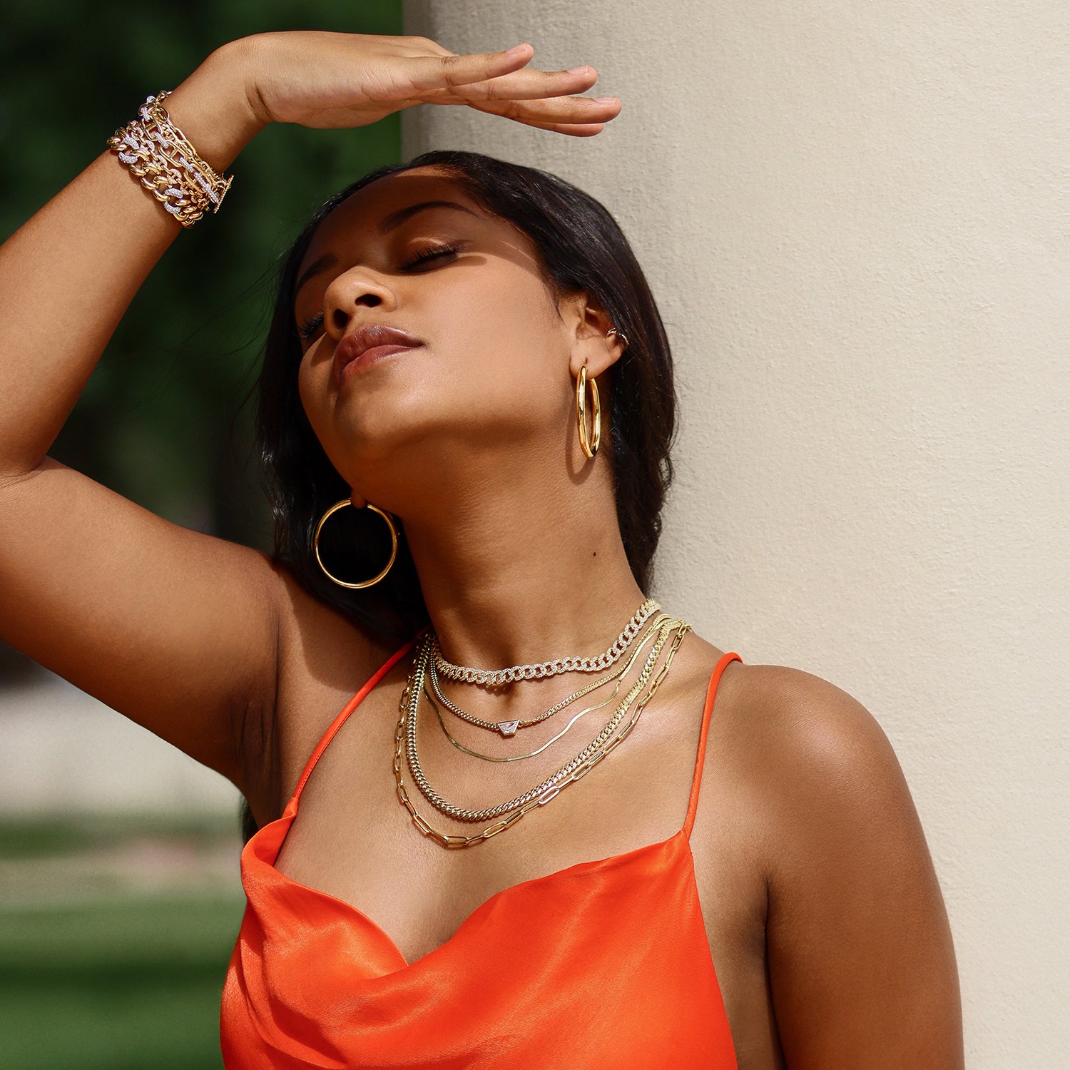 Gold and Diamond Bold Curb Link Bracelet