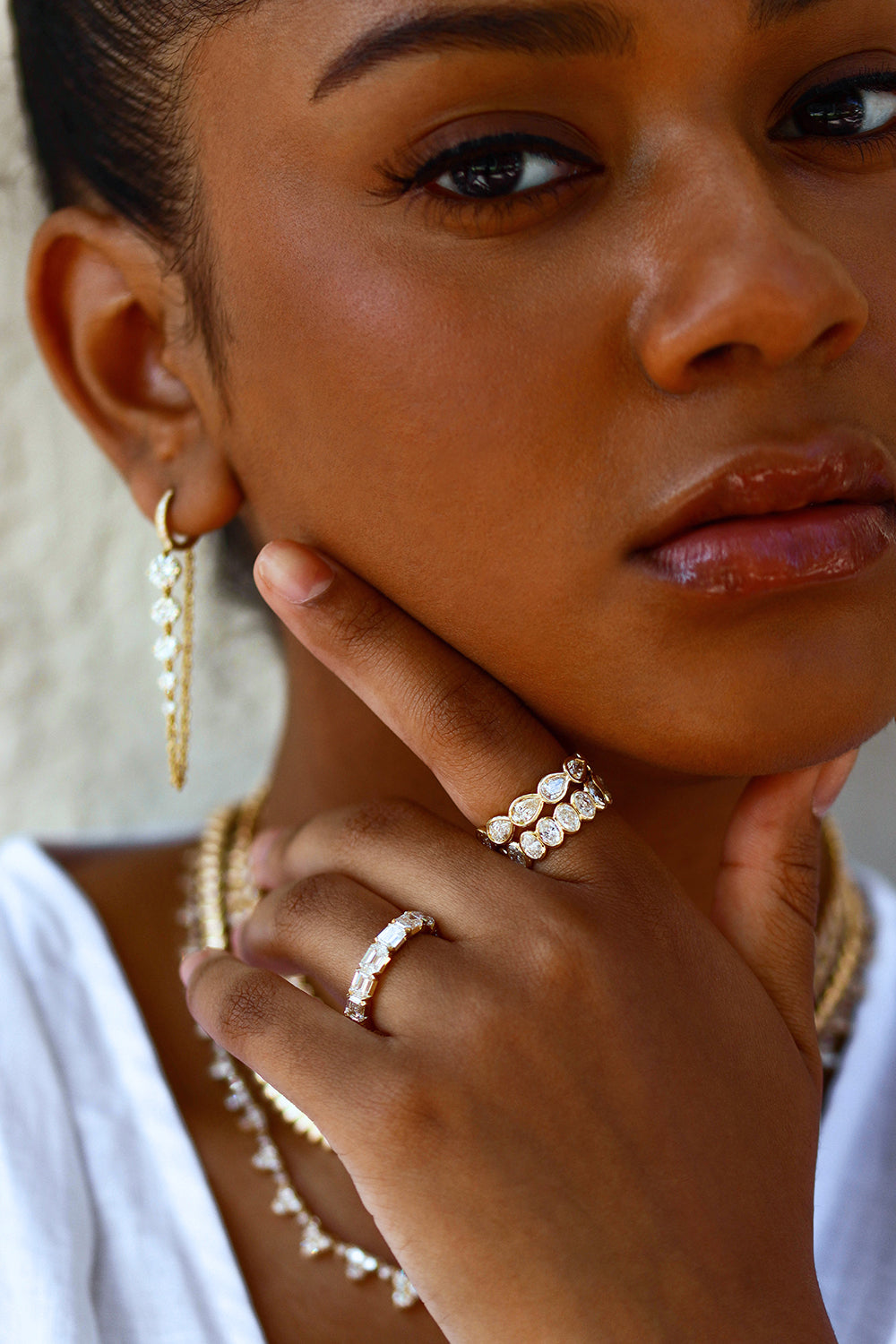 Rahaminov 5 Carat East-West Emerald Cut Diamond Bezel Eternity Ring