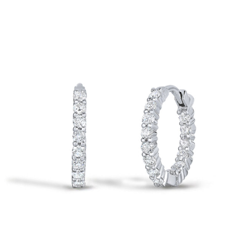 Roberto Coin White Gold Inside Out Diamond Hoop Earrings .75ctw