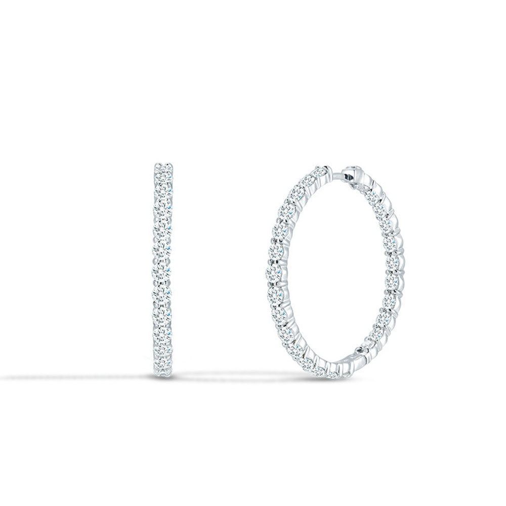 Roberto Coin White Gold Inside Out Diamond Hoop Earrings 2.80ctw