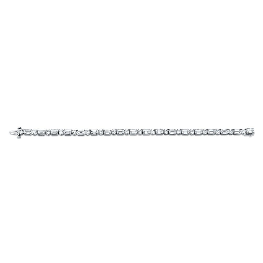 Alternating Emerald Cut Diamond Tennis Bracelet in Platinum