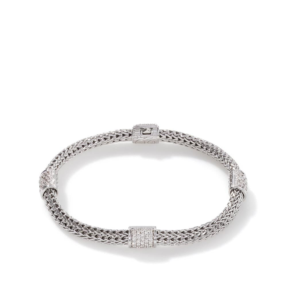 John Hardy Classic Chain Four Station Diamond Icon Bracelet