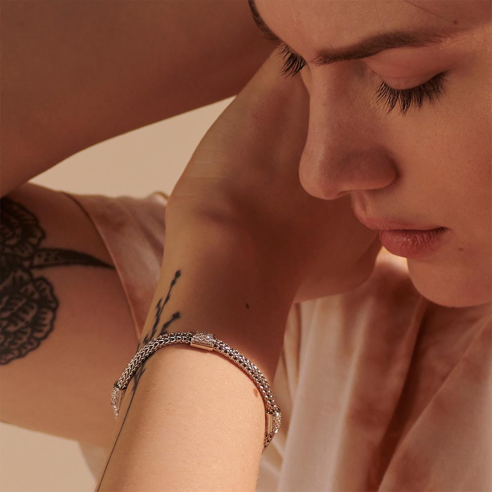 John Hardy Classic Chain Four Station Diamond Icon Bracelet