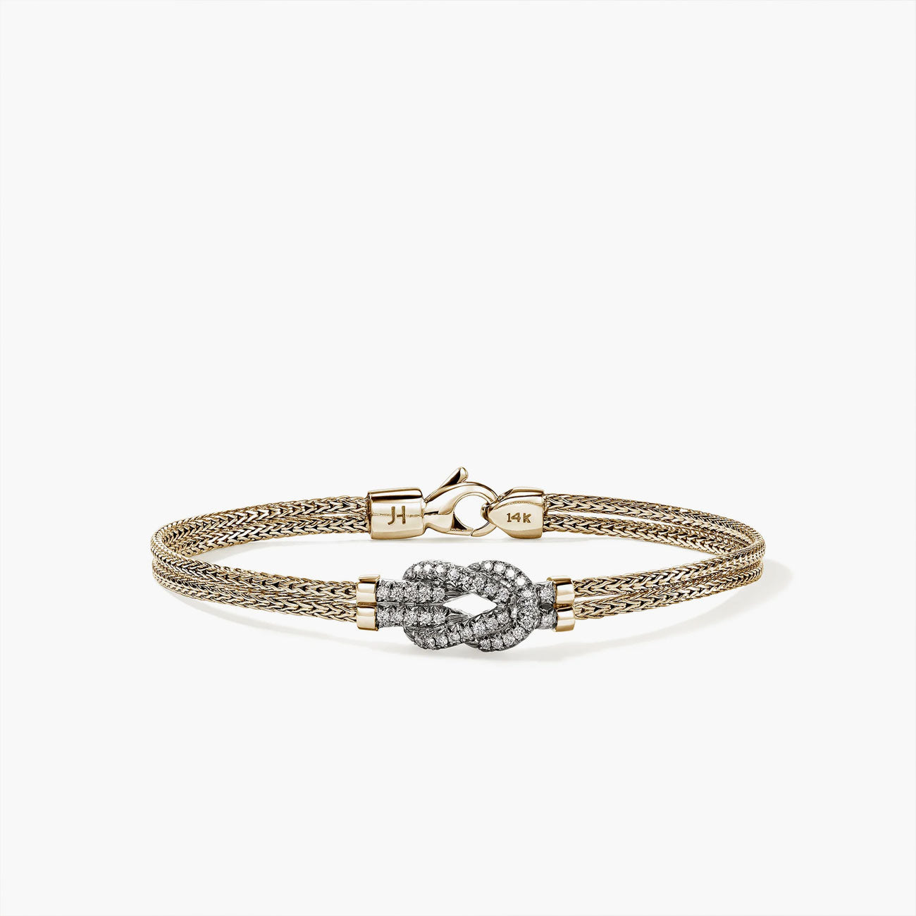 John Hardy Love Knot Pavé Diamond Bracelet in 14K Yellow Gold