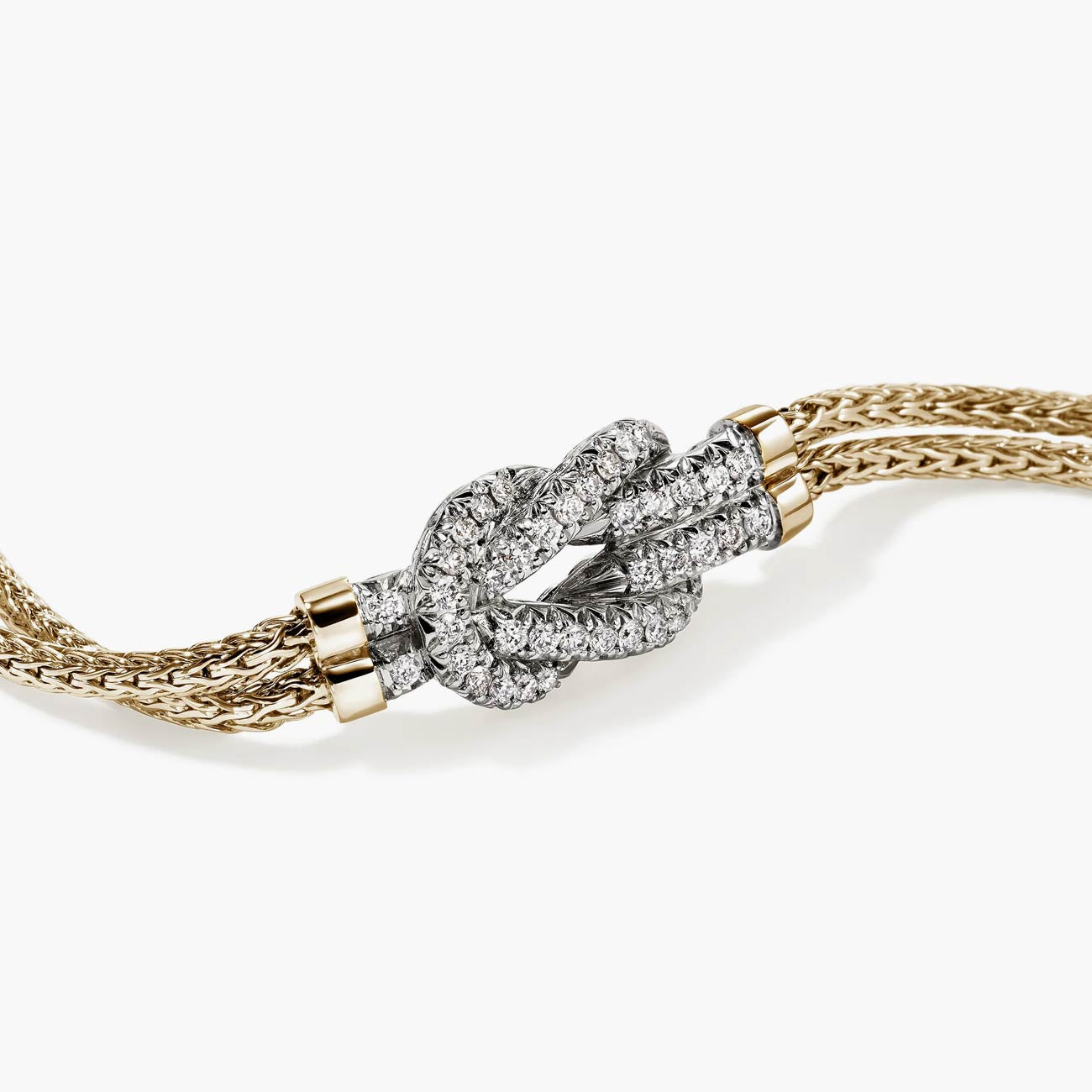 John Hardy Love Knot Pavé Diamond Bracelet in 14K Yellow Gold