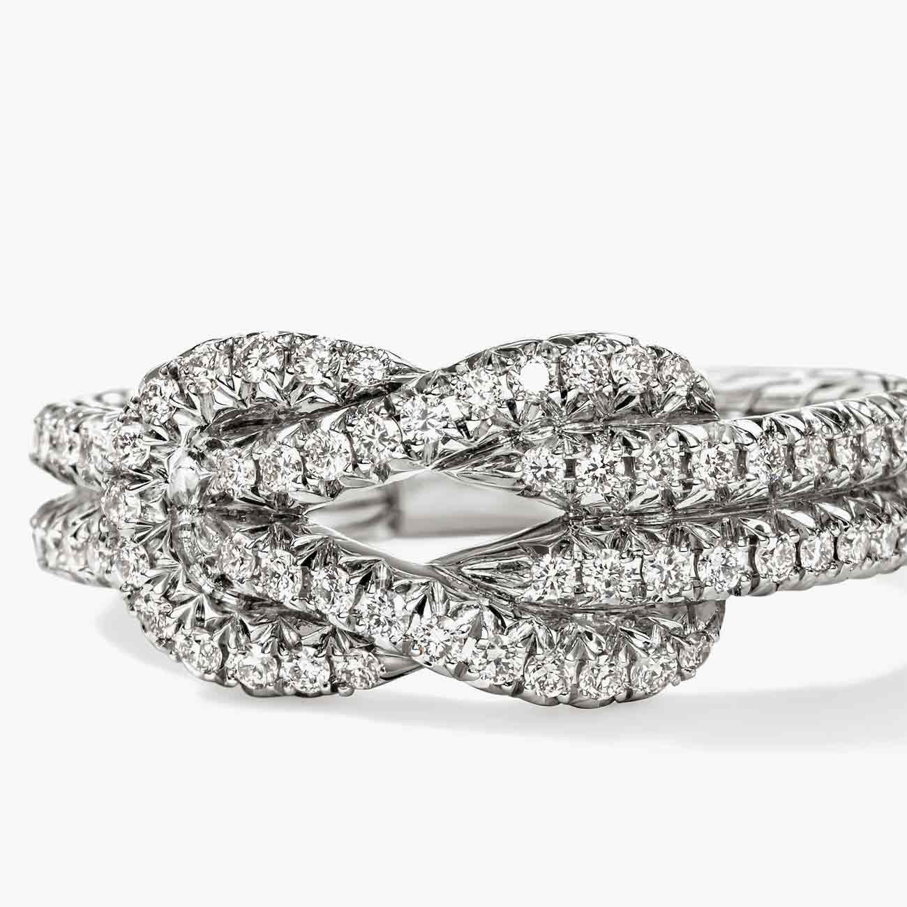 John Hardy Love Knot Silver Diamond Pave Ring