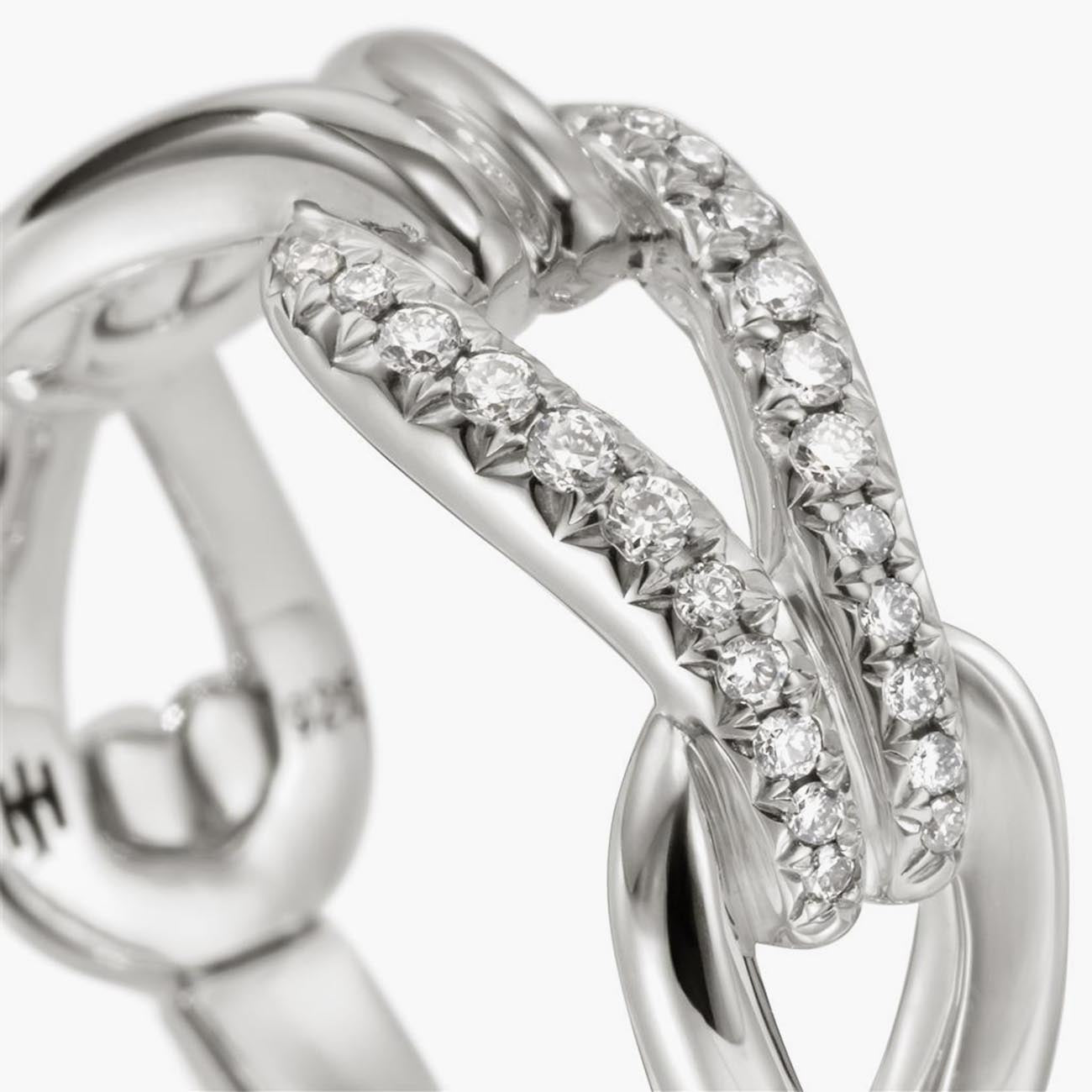 John Hardy Surf Silver Diamond Pave Band Ring