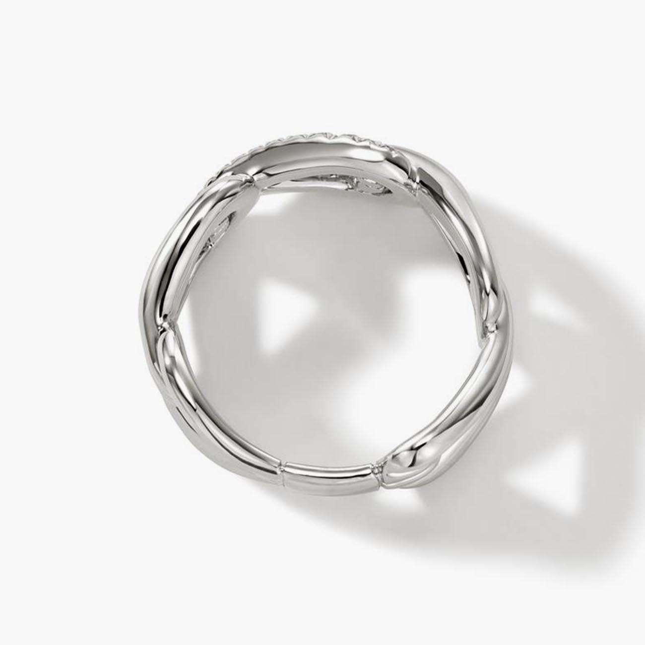 John Hardy Surf Silver Diamond Pave Band Ring