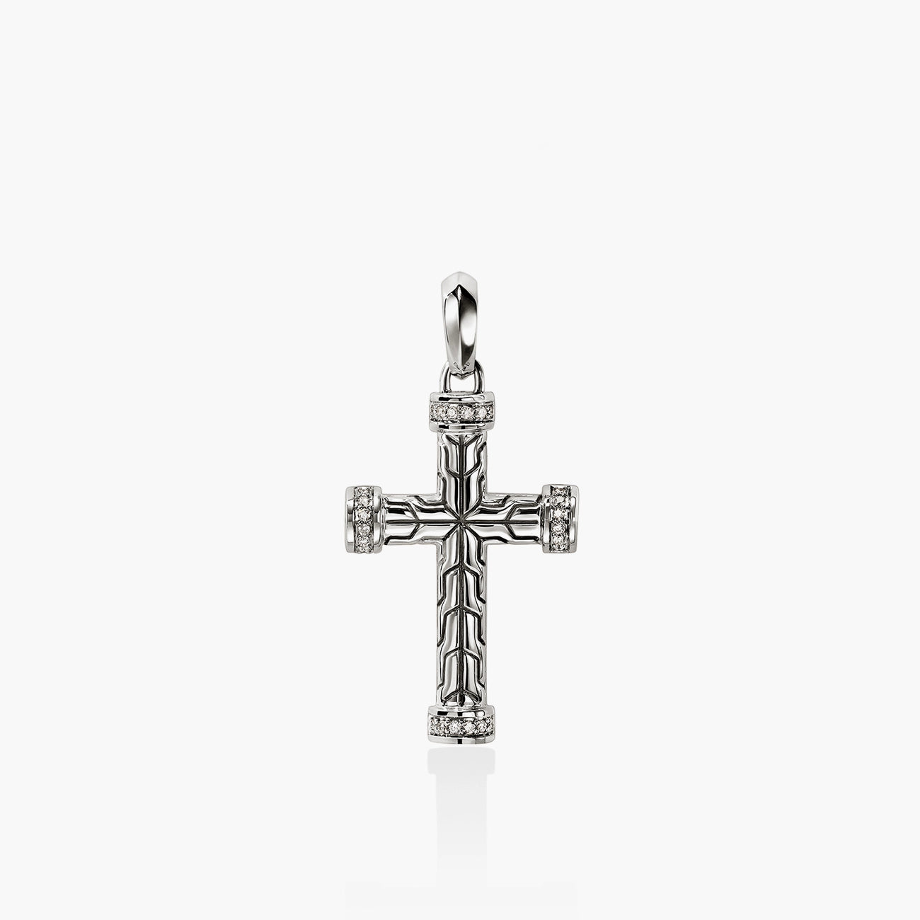 John Hardy Essentials silver spiritual cross pendant with 0.09ct diamond pave