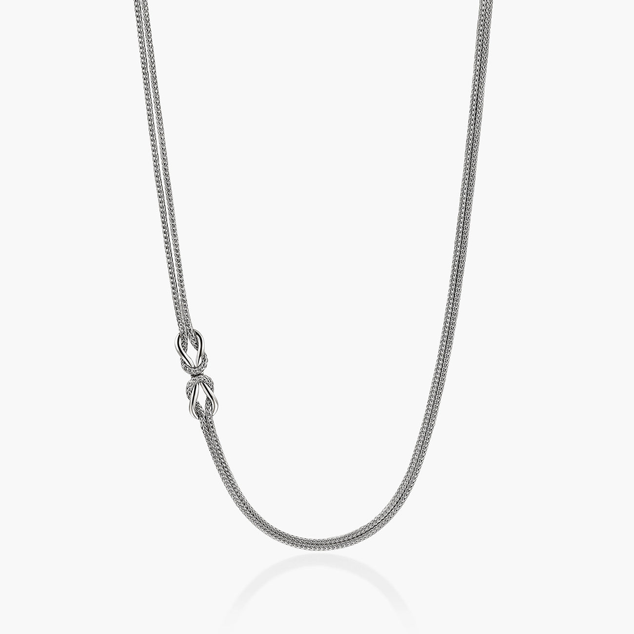 John Hardy infinite love knot silver station necklace with 3.6mm double row, 16-18 inch adjustable